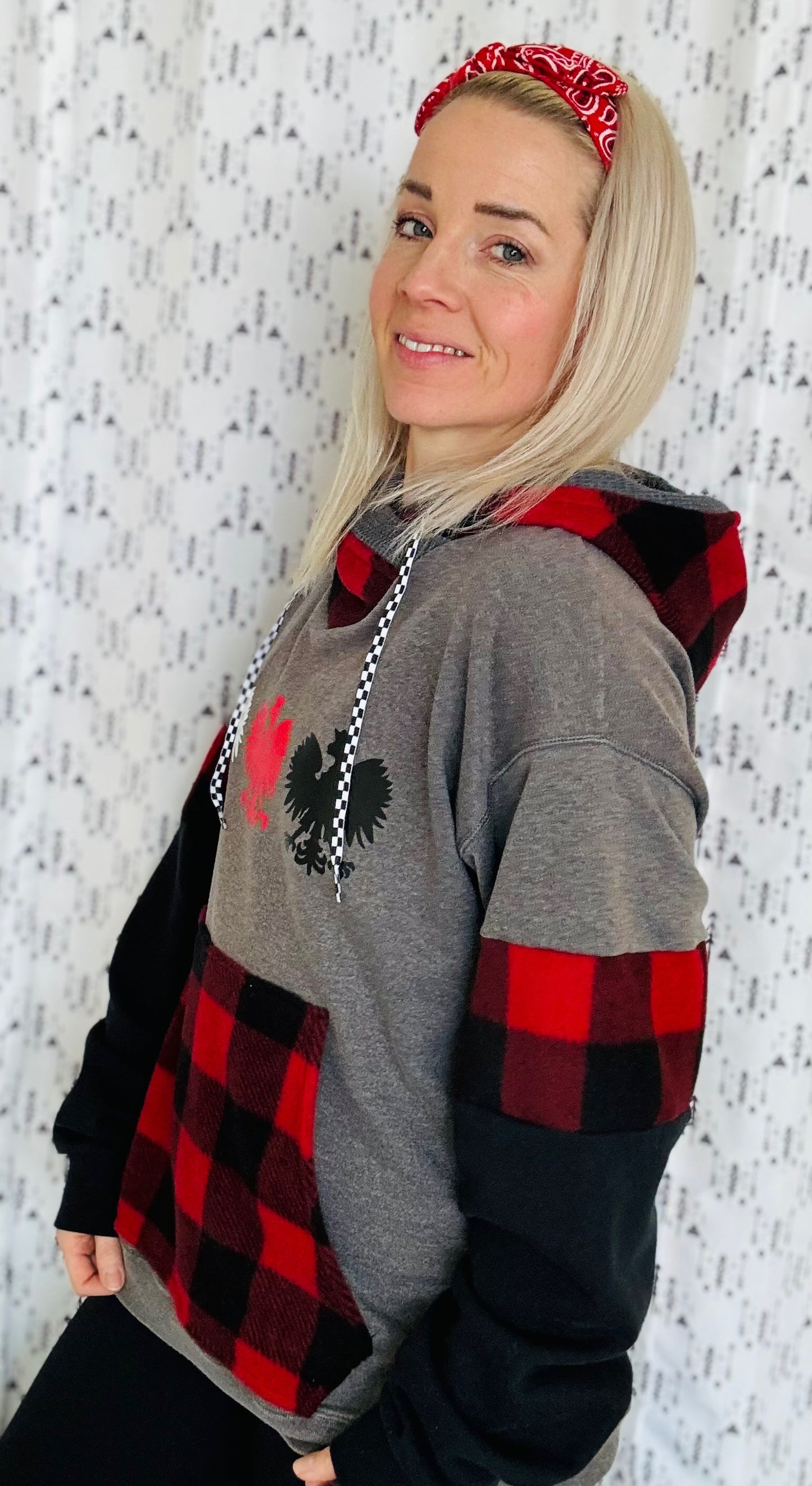 Buffalo Check Dyngus Day Hoodie Size- Unisex M/L