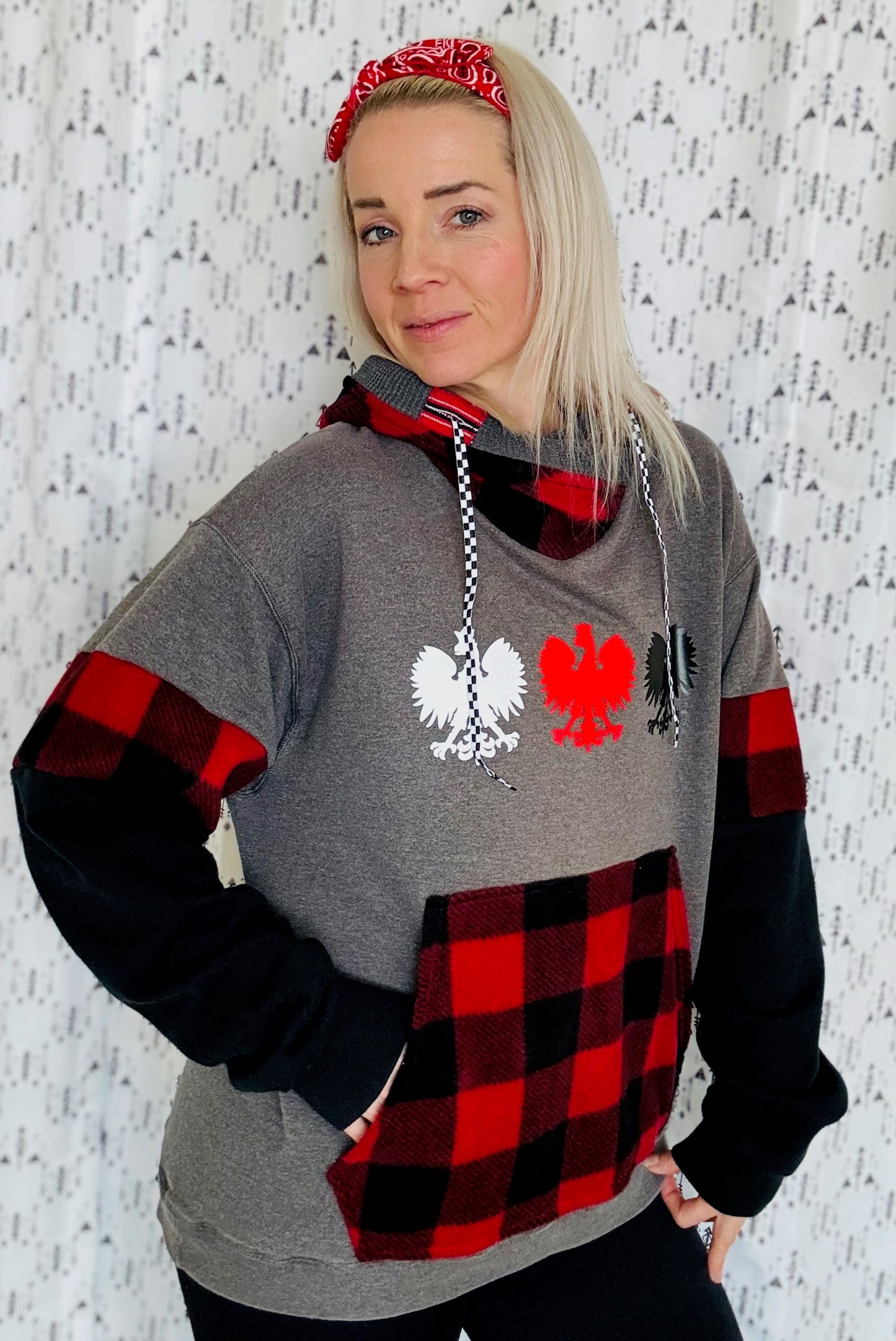 Buffalo Check Dyngus Day Hoodie Size- Unisex M/L