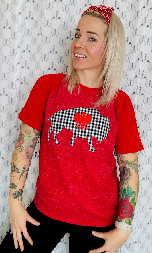 Red Raglan Polish Pride T-shirt- Women S/M