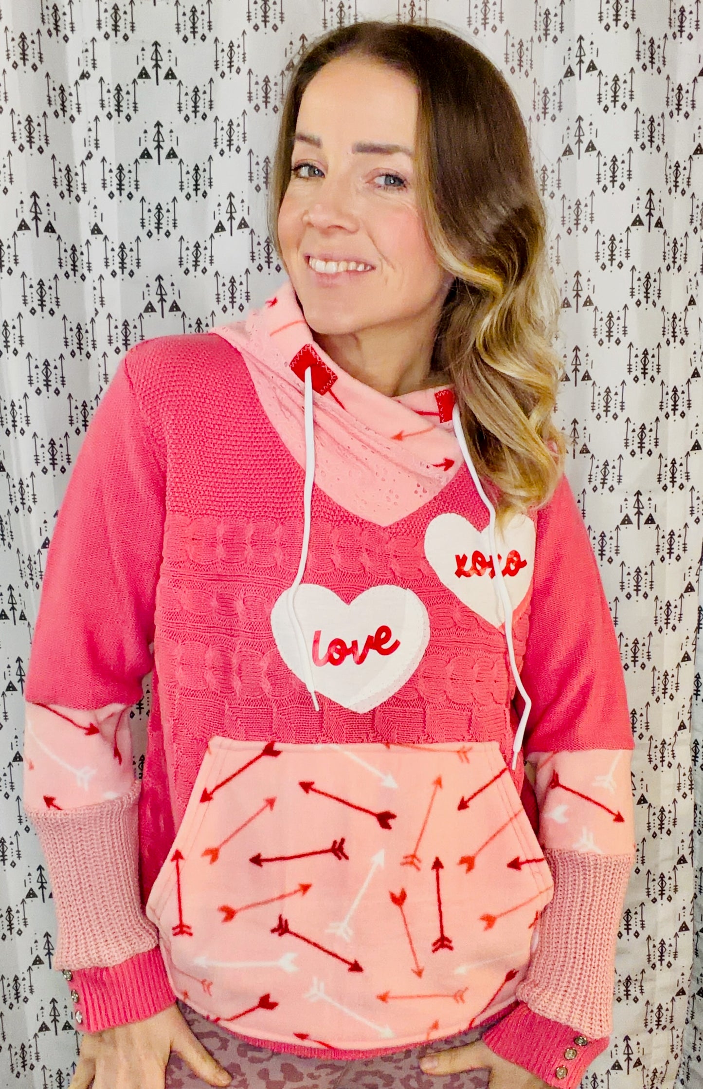 Pink ARROW & LOVE Hoodie Size Women's-M/L