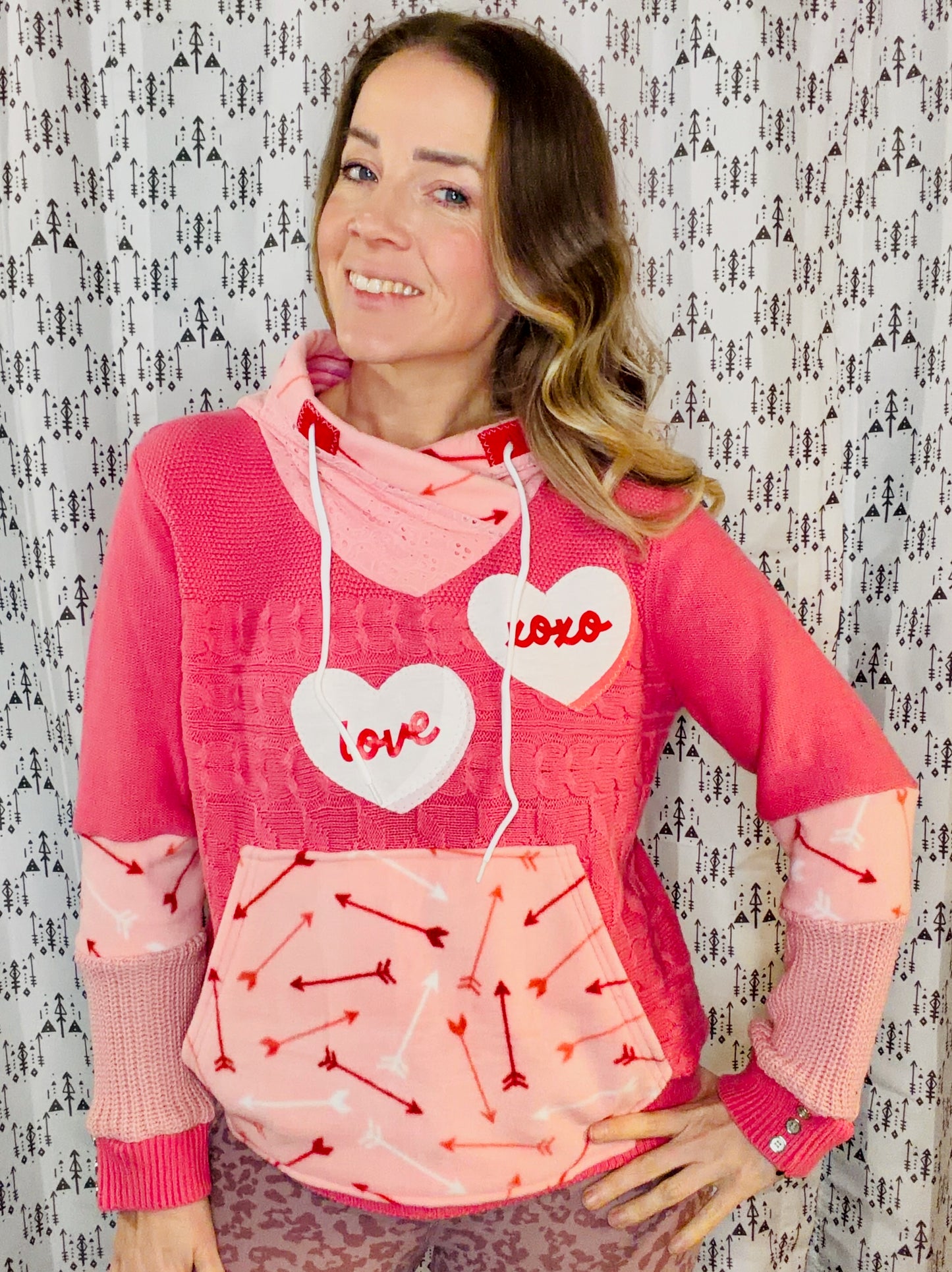Pink ARROW & LOVE Hoodie Size Women's-M/L