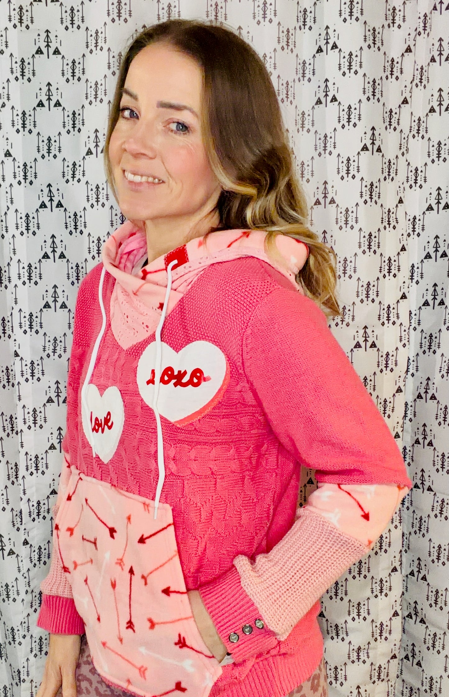Pink ARROW & LOVE Hoodie Size Women's-M/L