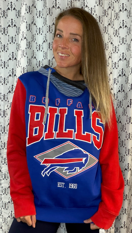 Blue Color-Block BUF Football Hoodie Size Unisex- M/L