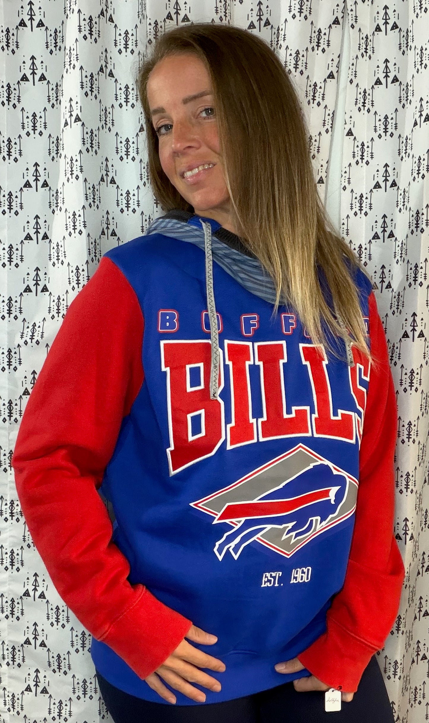Blue Color-Block BUF Football Hoodie Size Unisex- M/L