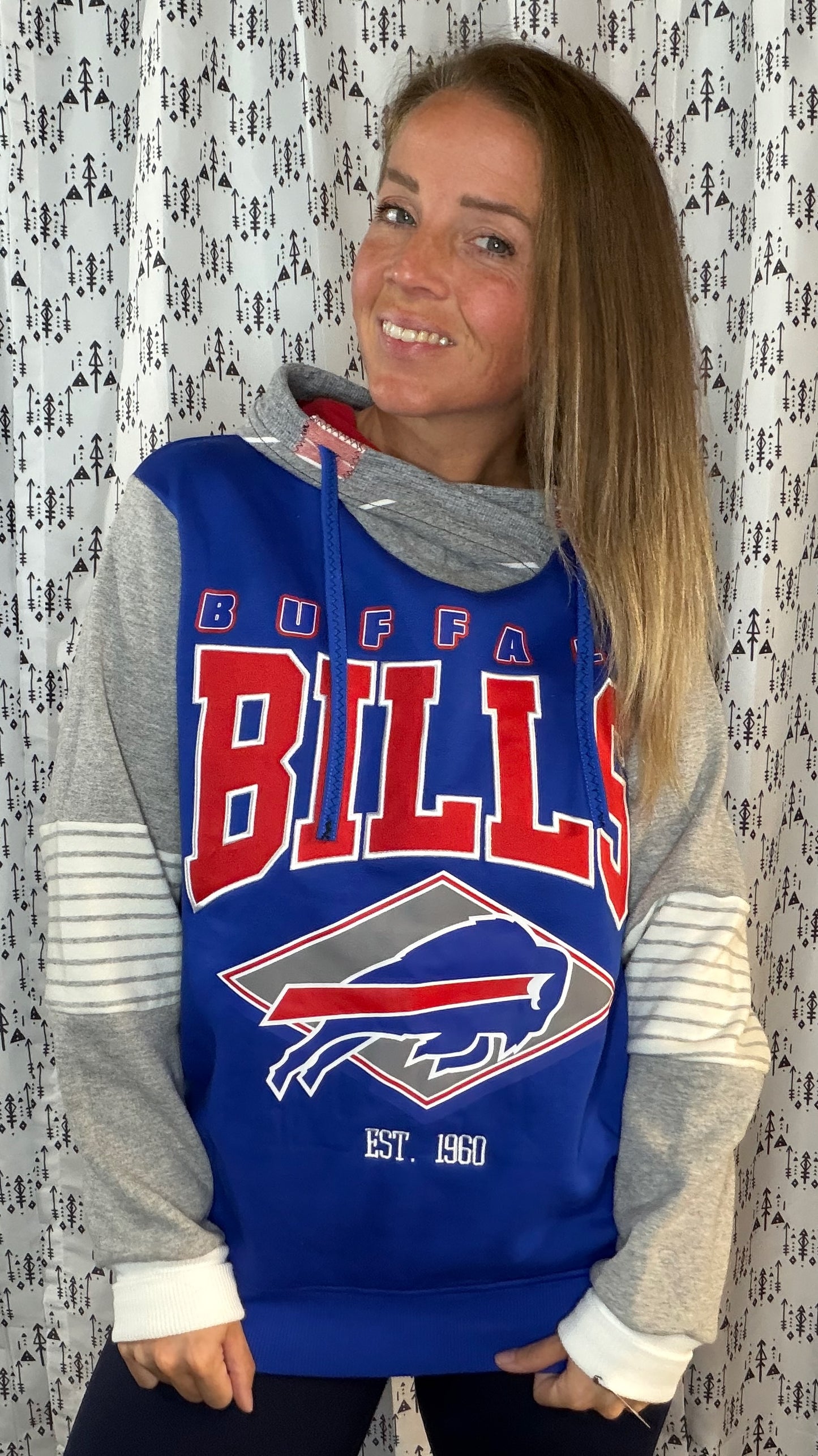 Blue & Grey Buffalo Football Hoodie Size Unisex- M/L