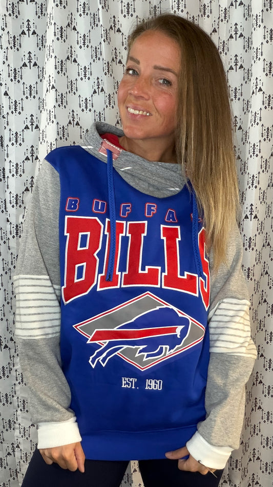 Blue & Grey Buffalo Football Hoodie Size Unisex- M/L