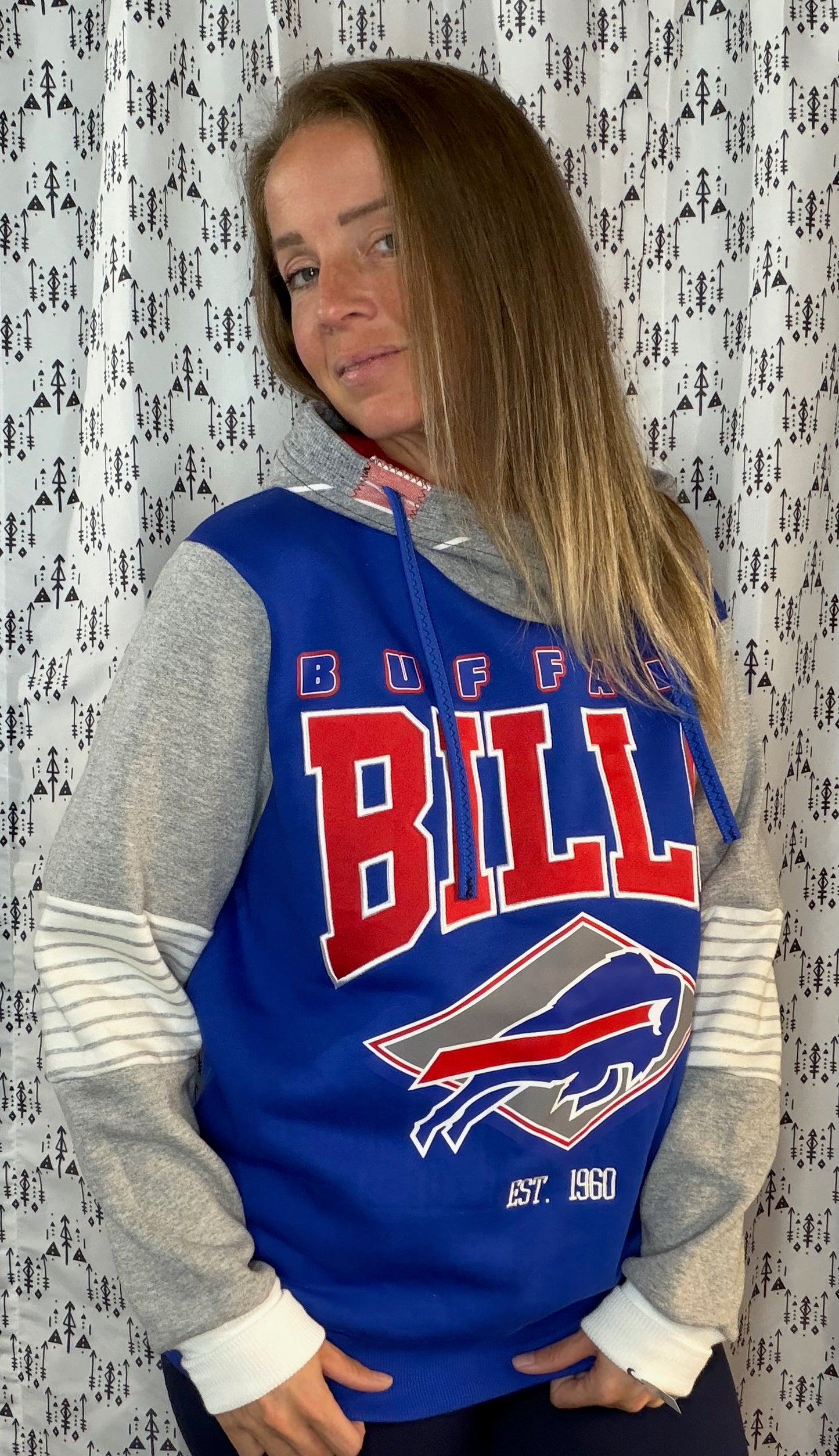 Blue & Grey Buffalo Football Hoodie Size Unisex- M/L