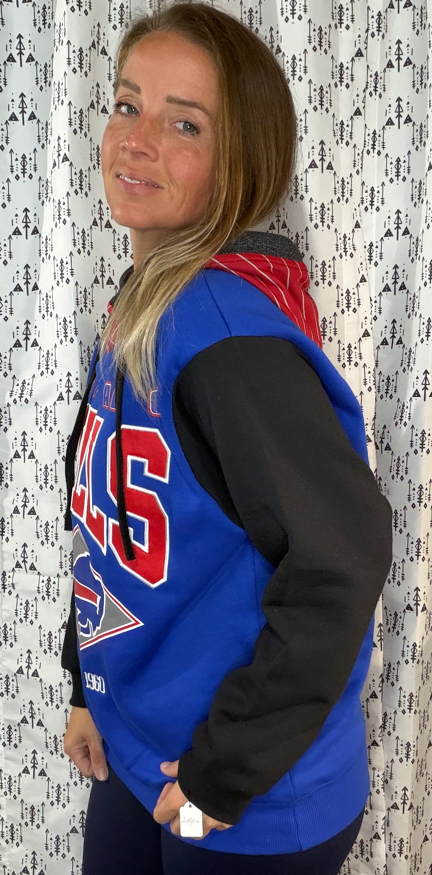 Blue & Black Buffalo Football Hoodie Size Unisex- M/L
