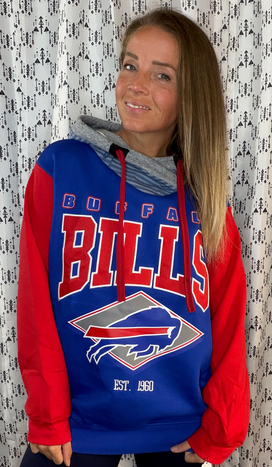 Blue & Red Buffalo Football Hoodie Size Unisex- L/XL
