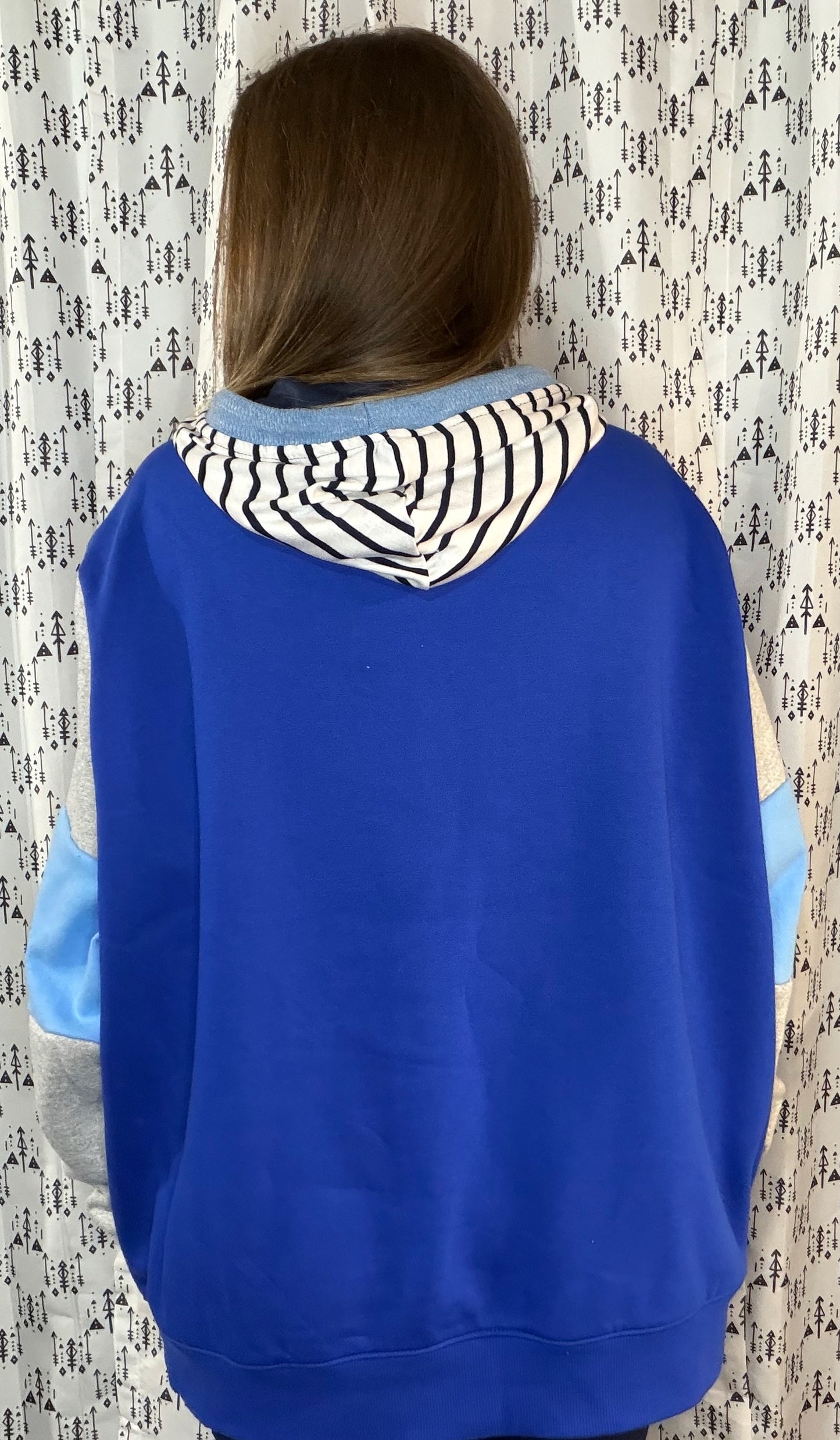 Grey & Blue Buffalo Football Hoodie Size Unisex- XL/2X
