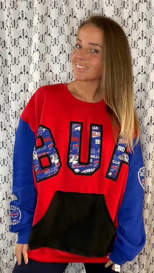 Red Football crewneck Size Unisex- XL/2X