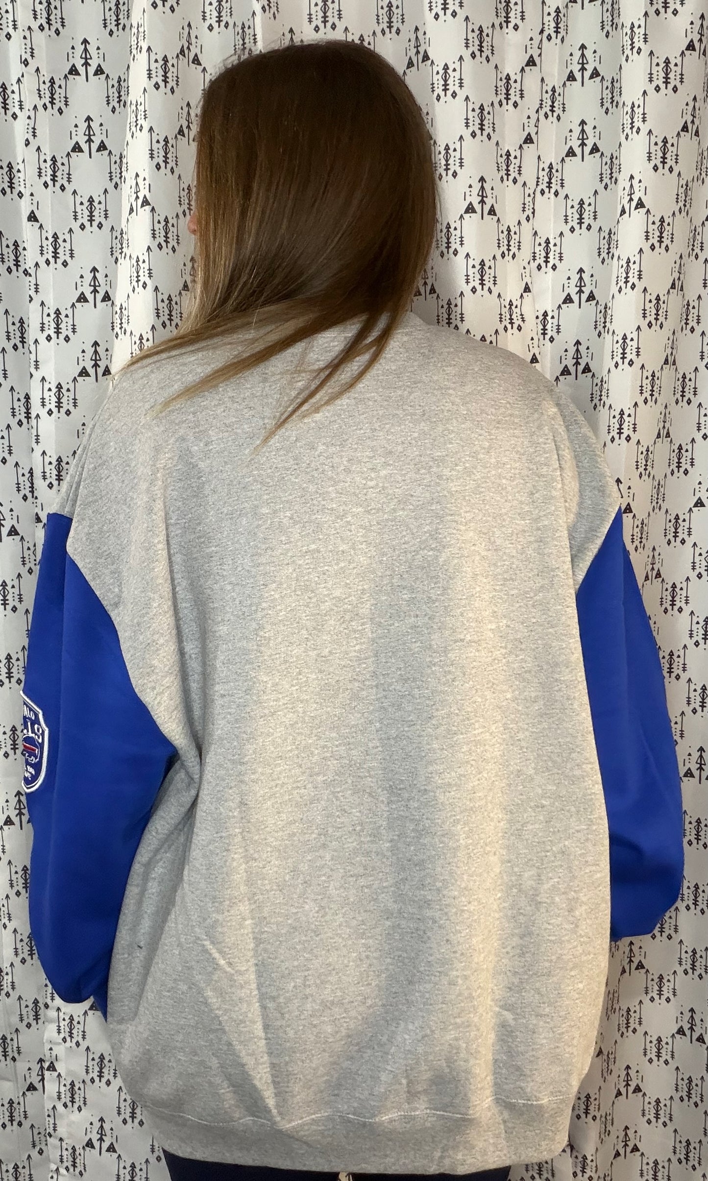 Grey Color-Block BUF Football Crewneck Size Unisex- XL/2X
