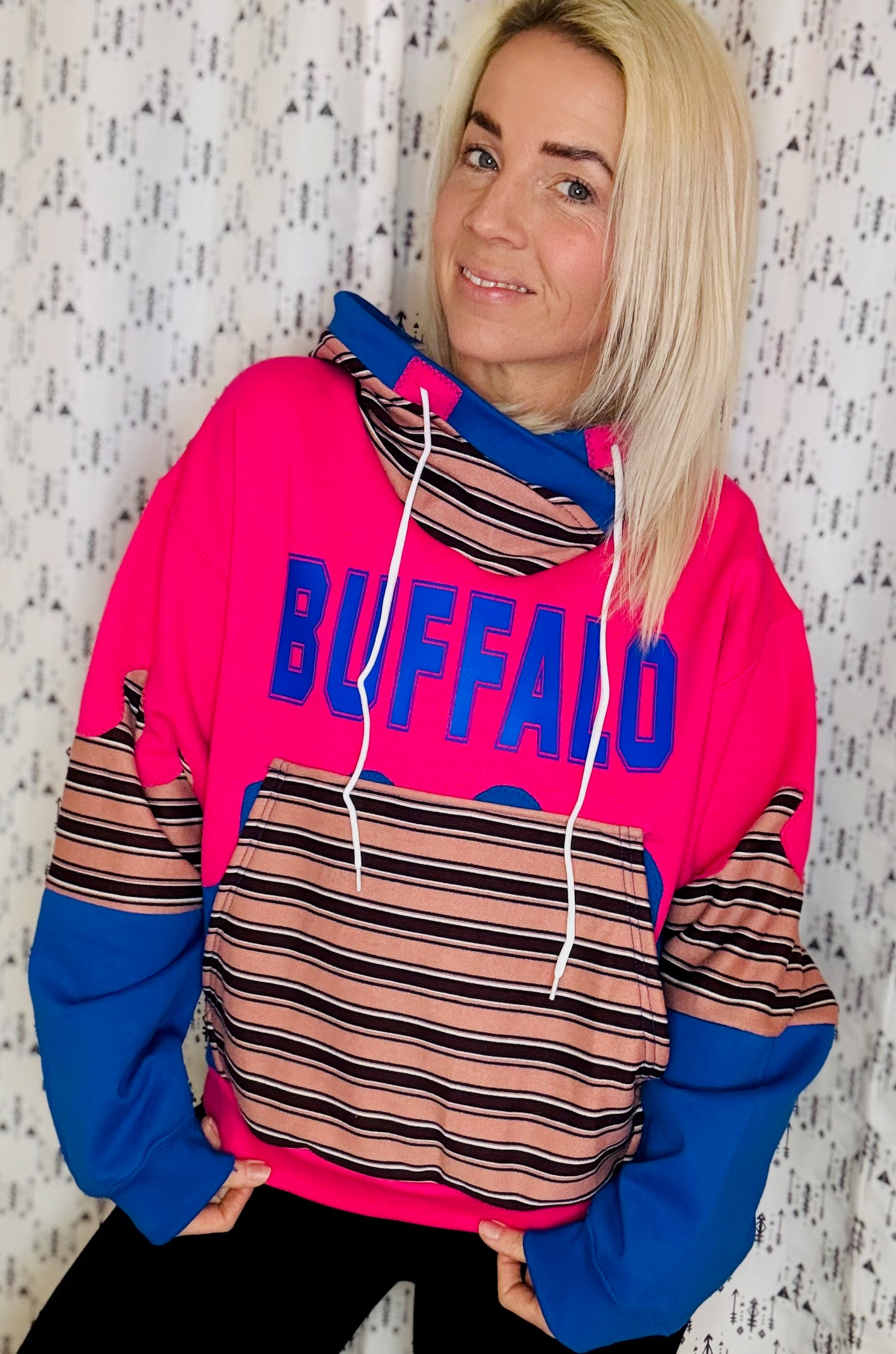 Hot Pink 80's vs 90's Buffalo Drip Hoodie Size- Women's M/L