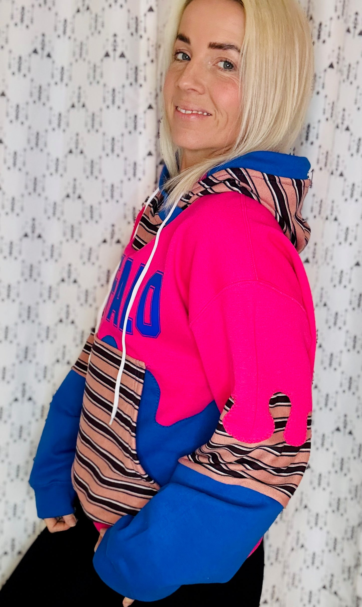 Hot Pink 80's vs 90's Buffalo Drip Hoodie Size- Women's M/L