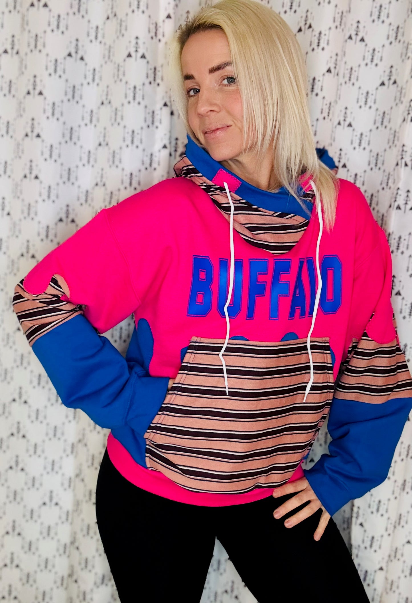 Hot Pink 80's vs 90's Buffalo Drip Hoodie Size- Women's M/L