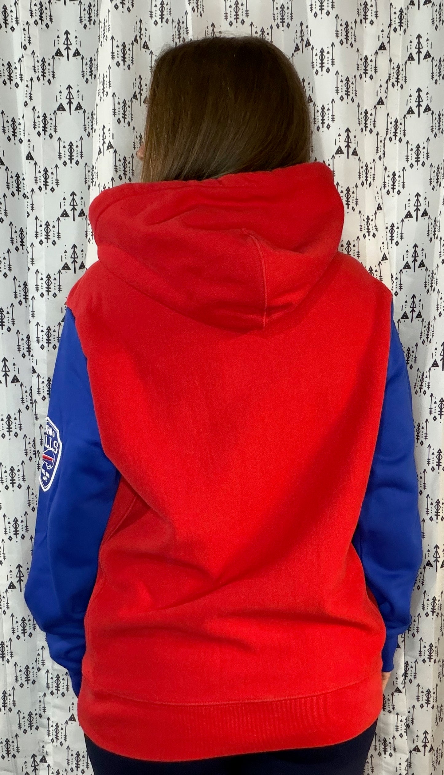 Red Color-Block BUF Football Hoodie Size Unisex- M/L