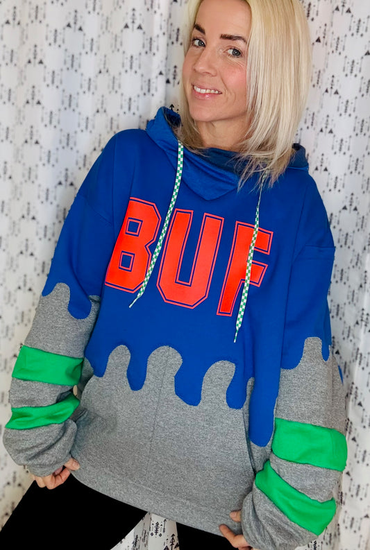 Blue 80's vs 90's Buffalo Drip Hoodie Size- Unisex L/XL