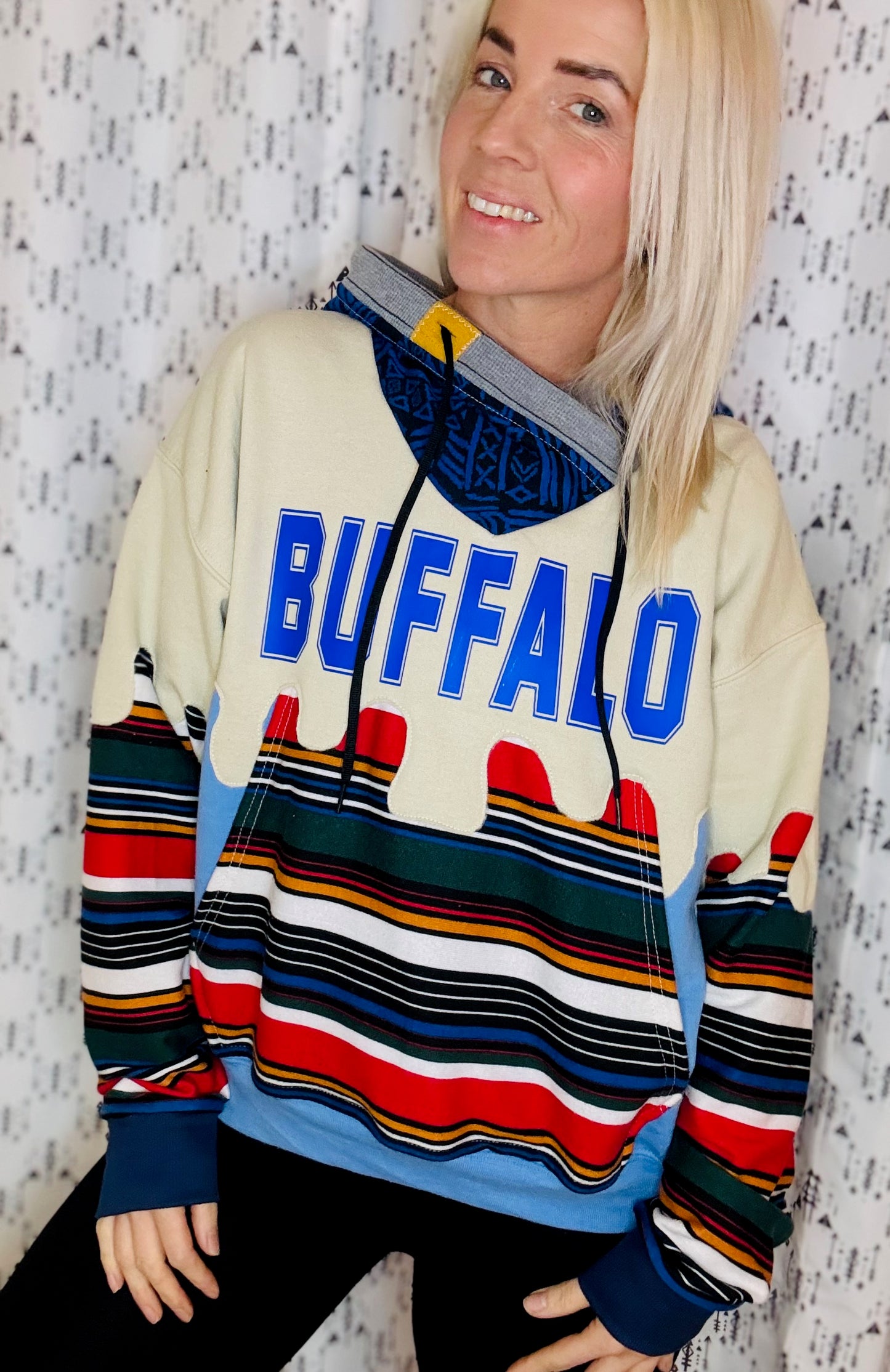 Multi 80's vs 90's Buffalo Drip Hoodie Size- Women's L/XL