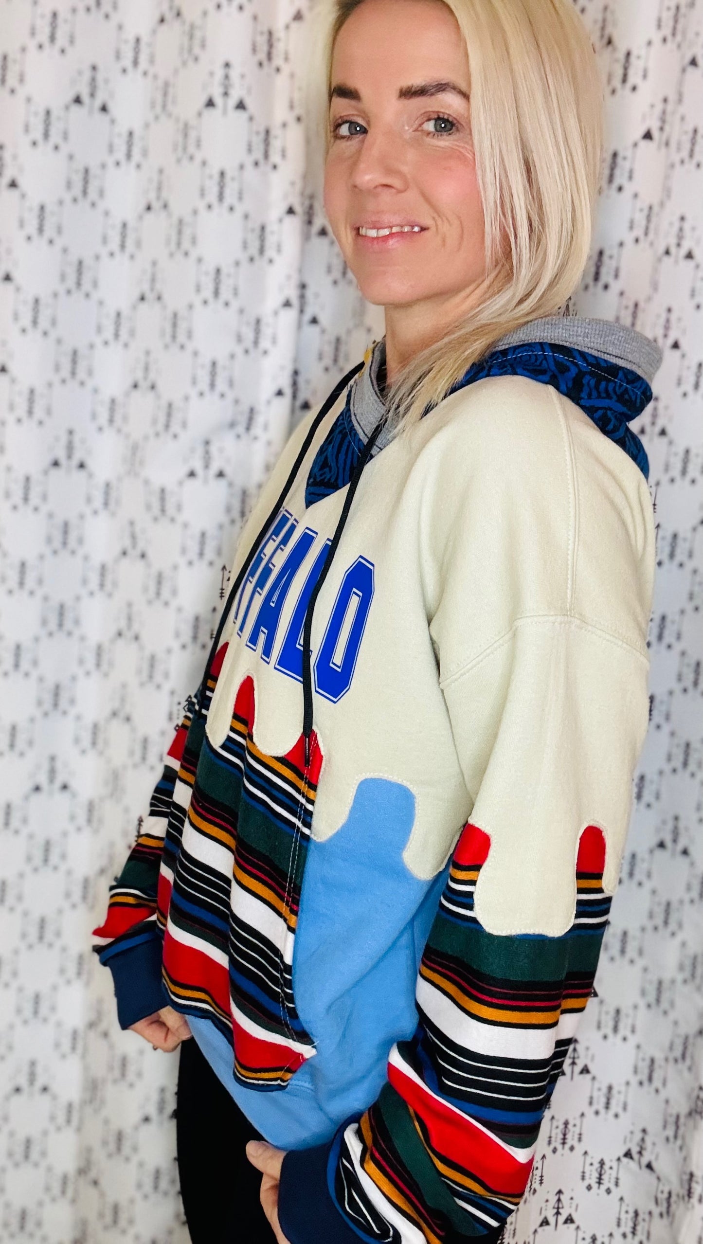 Multi 80's vs 90's Buffalo Drip Hoodie Size- Women's L/XL