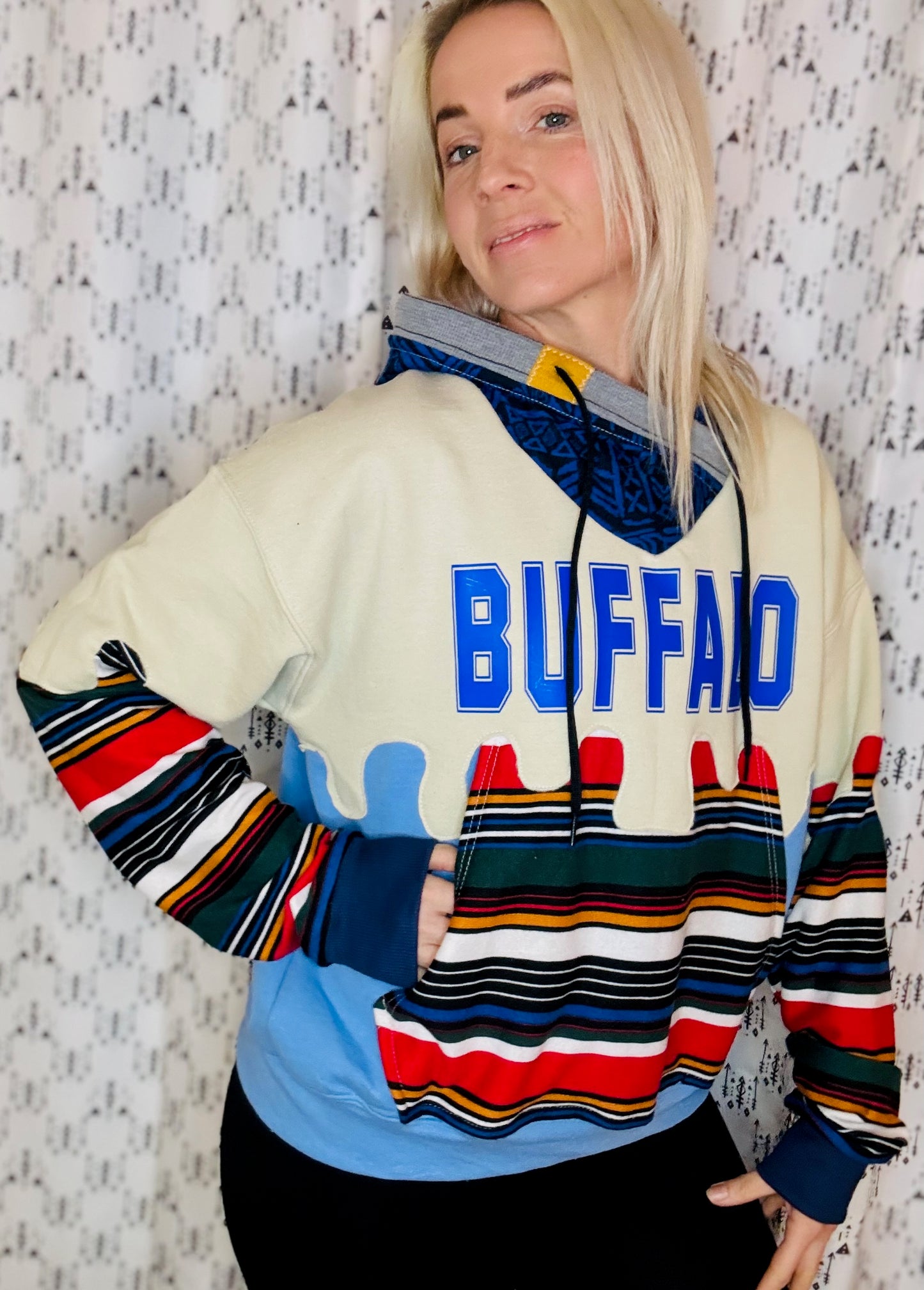 Multi 80's vs 90's Buffalo Drip Hoodie Size- Women's L/XL