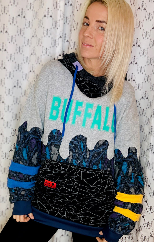 Grey 80's vs 90's Buffalo Drip Hoodie Size- Unisex M/L