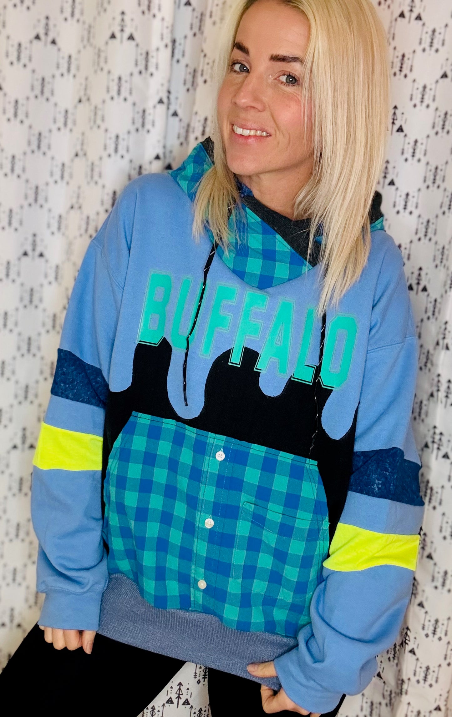 Light Blue 80's vs 90's Buffalo Drip Hoodie Size- Unisex M/L