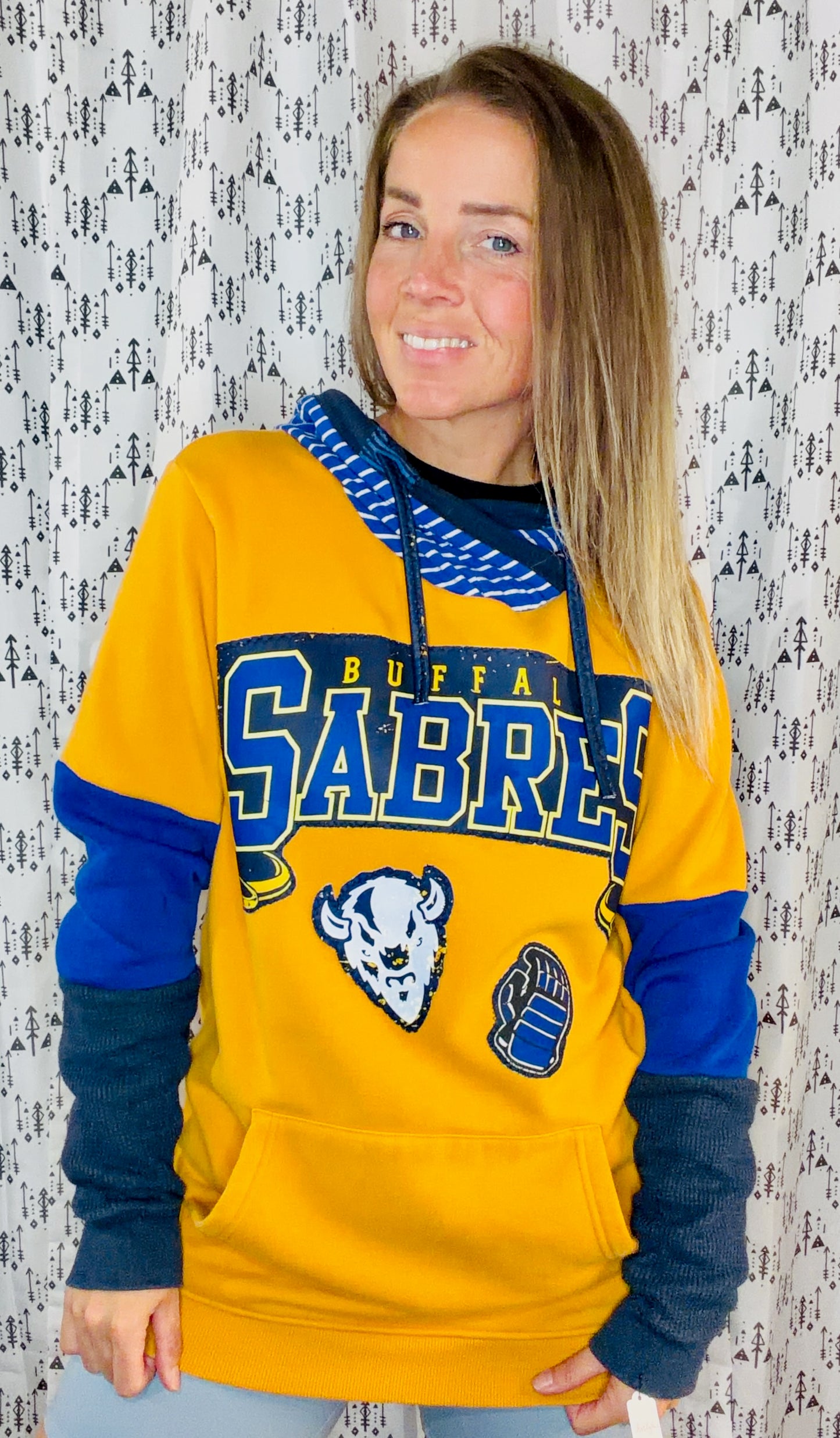 Yellow Buffalo Hockey Hoodie Size Unisex-M/L