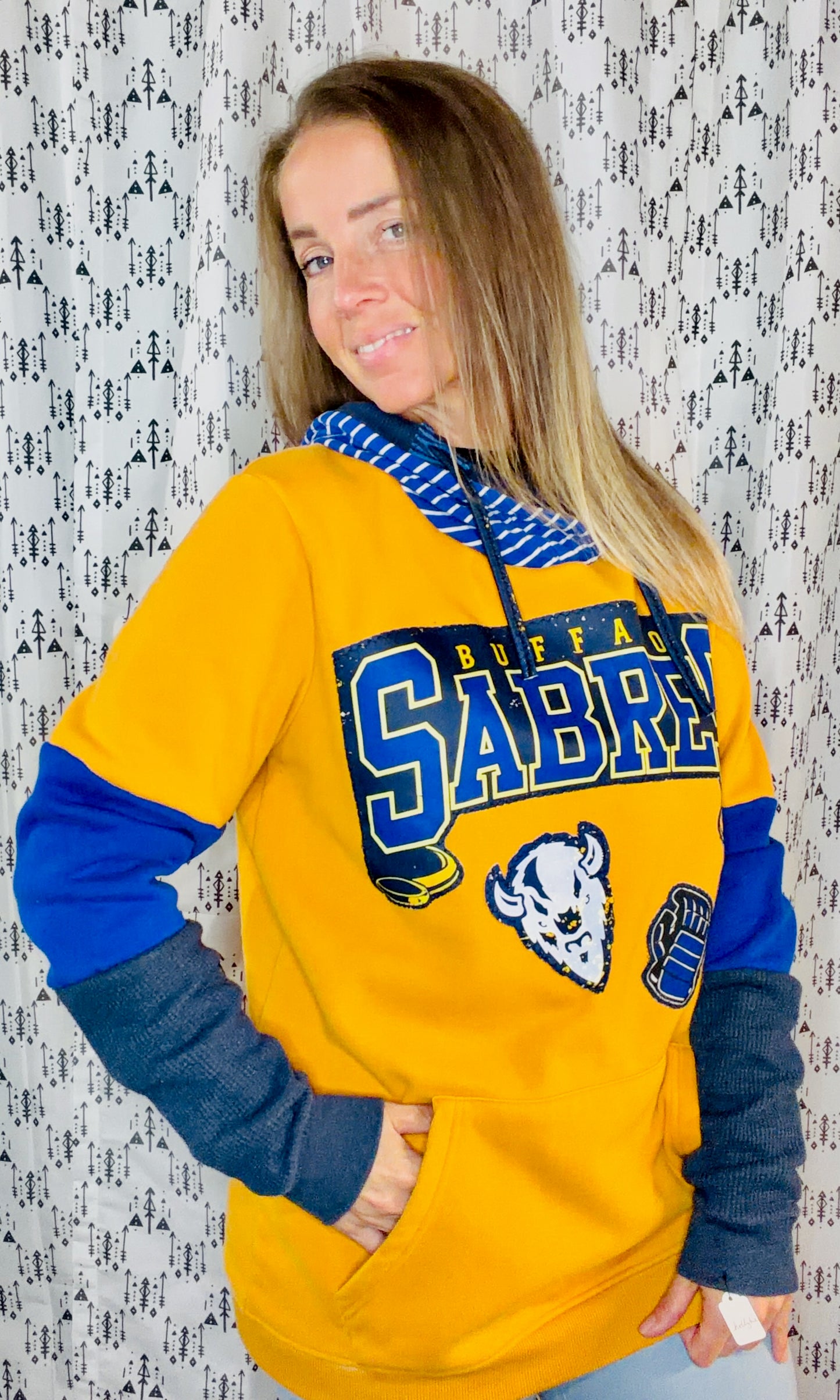 Yellow Buffalo Hockey Hoodie Size Unisex-M/L