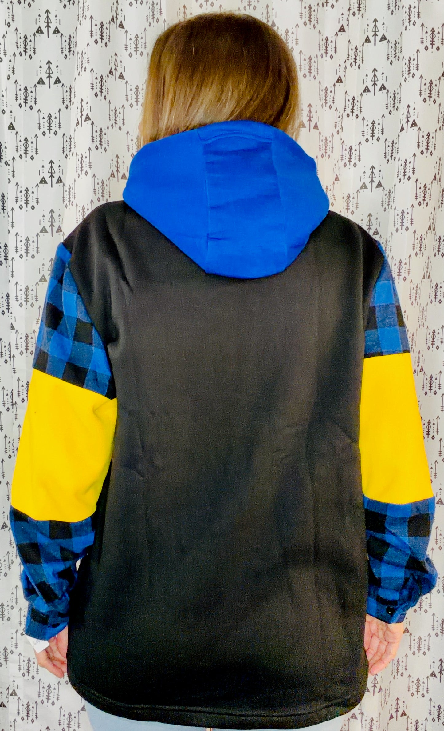 Black & Plaid Buffalo Hockey Hoodie Size Unisex-M/L