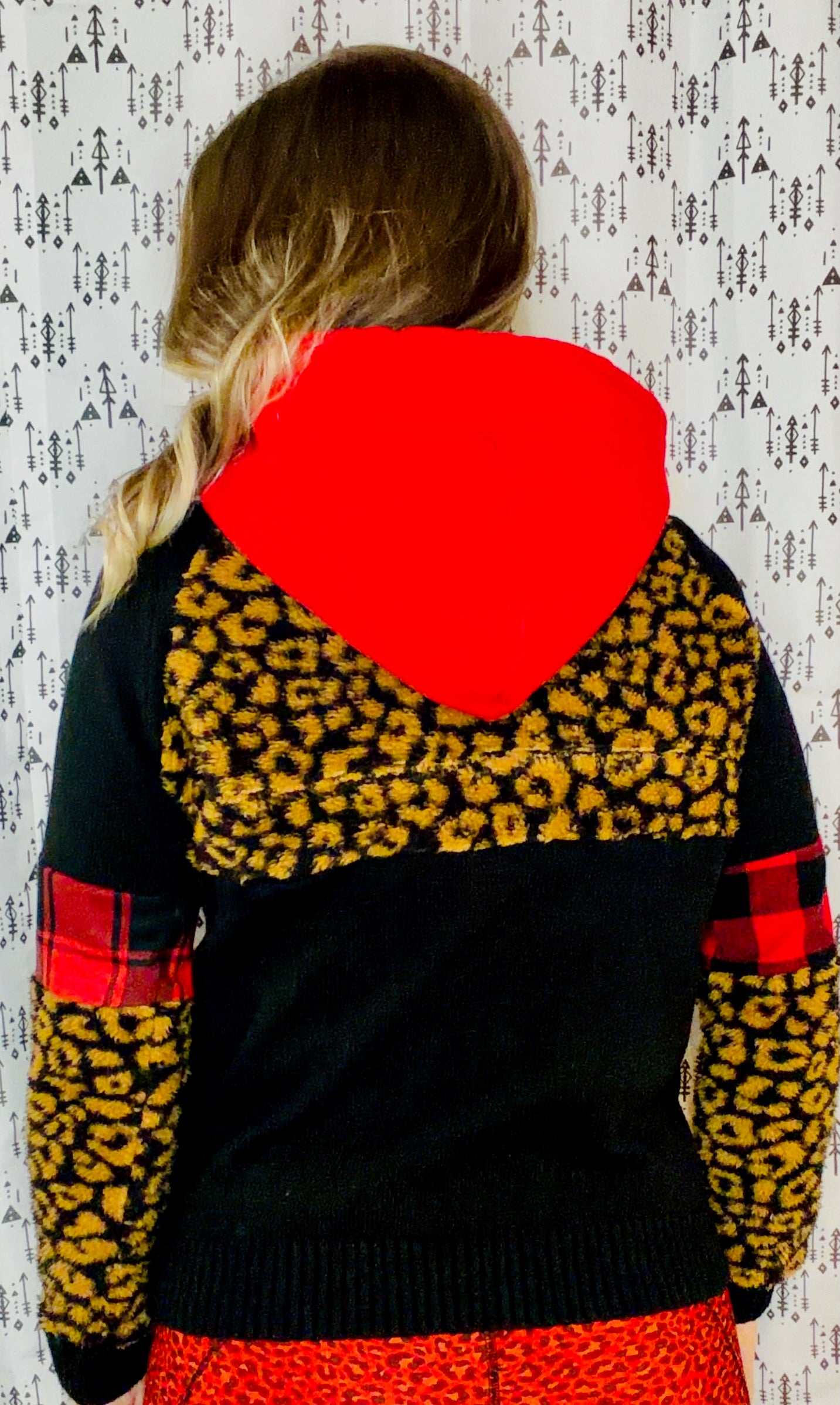 Leopard & Plaid BUF Sherpa 1/4 Zip Hoodie Size Women's-S/M