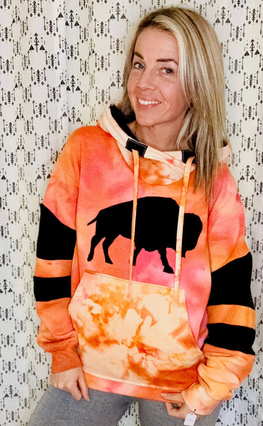 Sunset Custom Tie Dye Hoodie Size- Unisex S/M