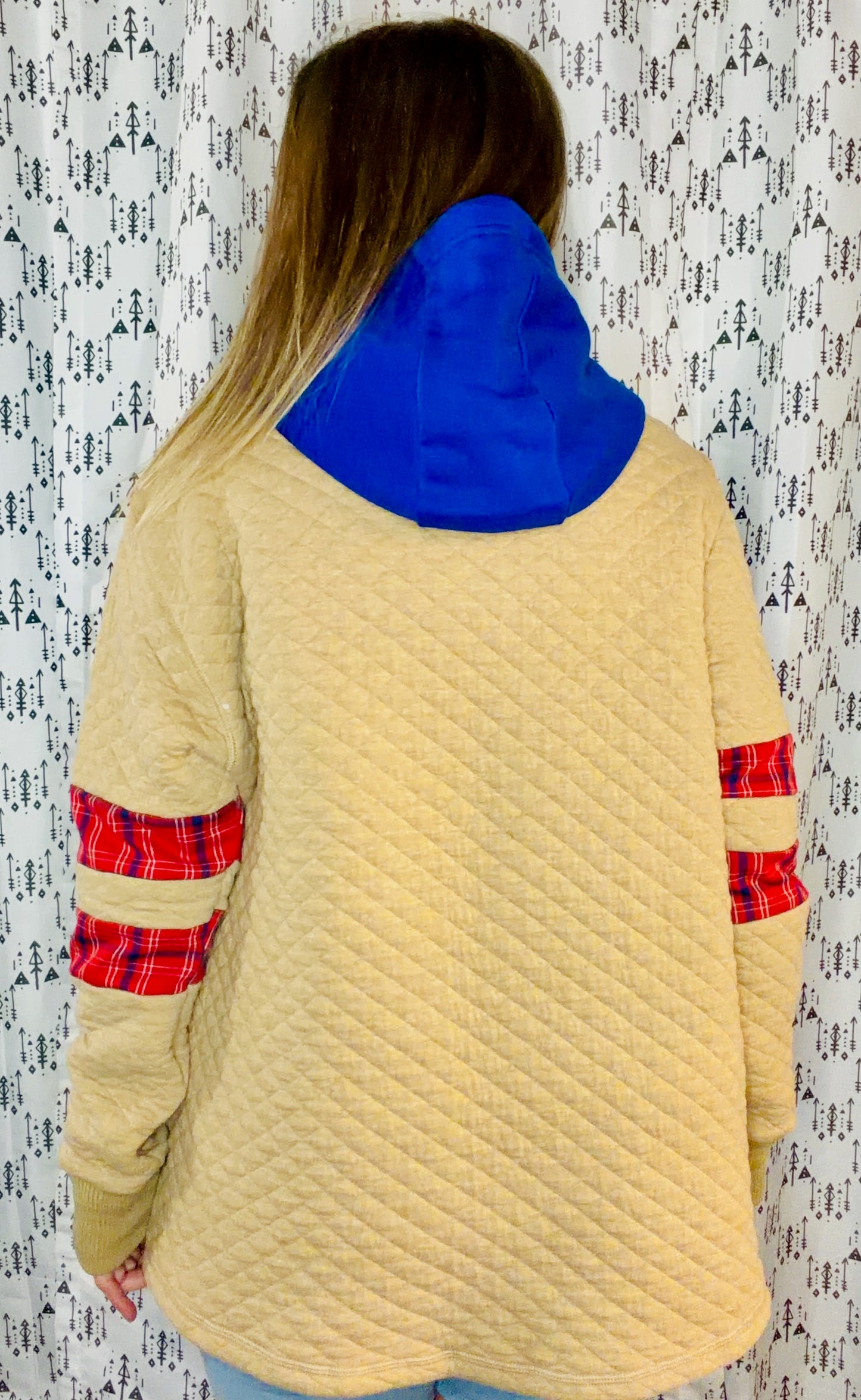 Khaki Quilted BUF Football Hoodie Size Women's- XL/2X