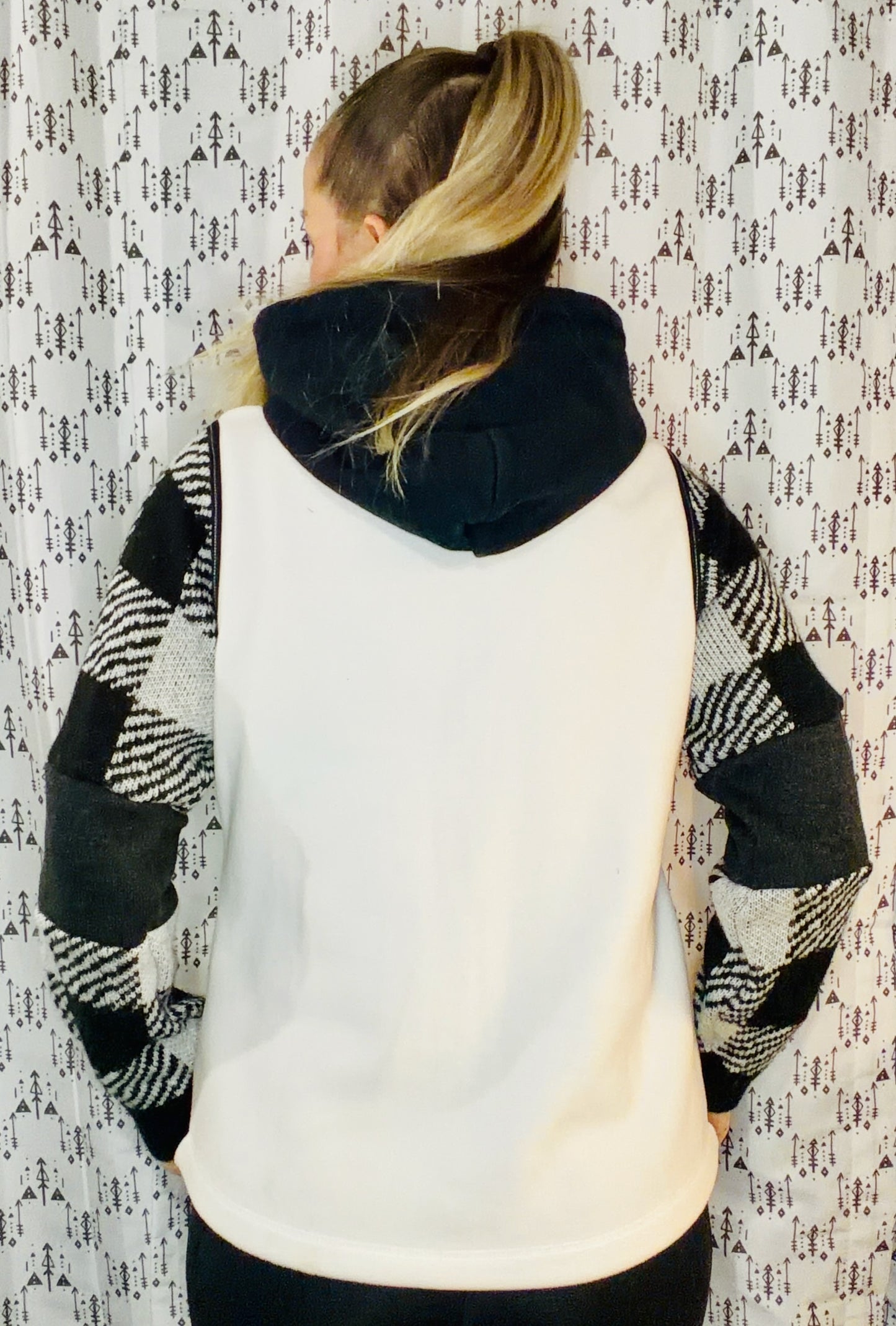 Black & White Buffalo Check Zip-Up Jacket Size- Women's S/M
