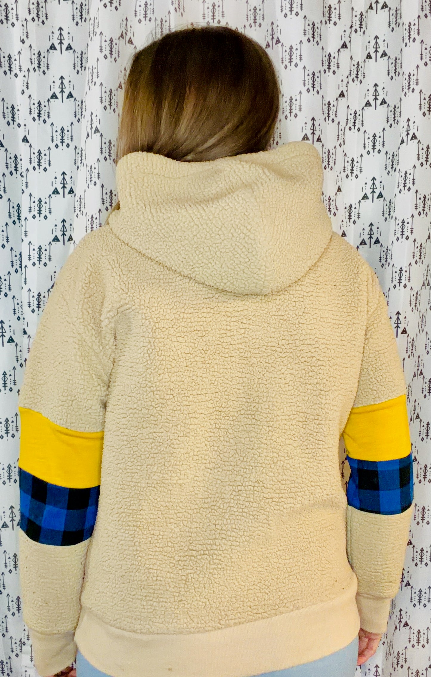 Khaki BUF Plaid Hockey 1/4 Zip Hoodie Size Women's-M/L