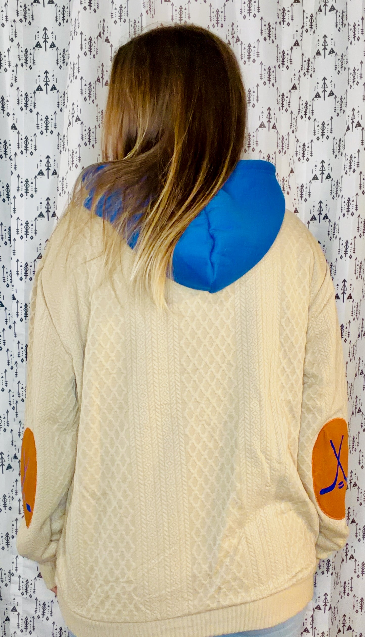 Khaki BUF Hockey 1/4 Button Up Hoodie Size Women's- L/XL