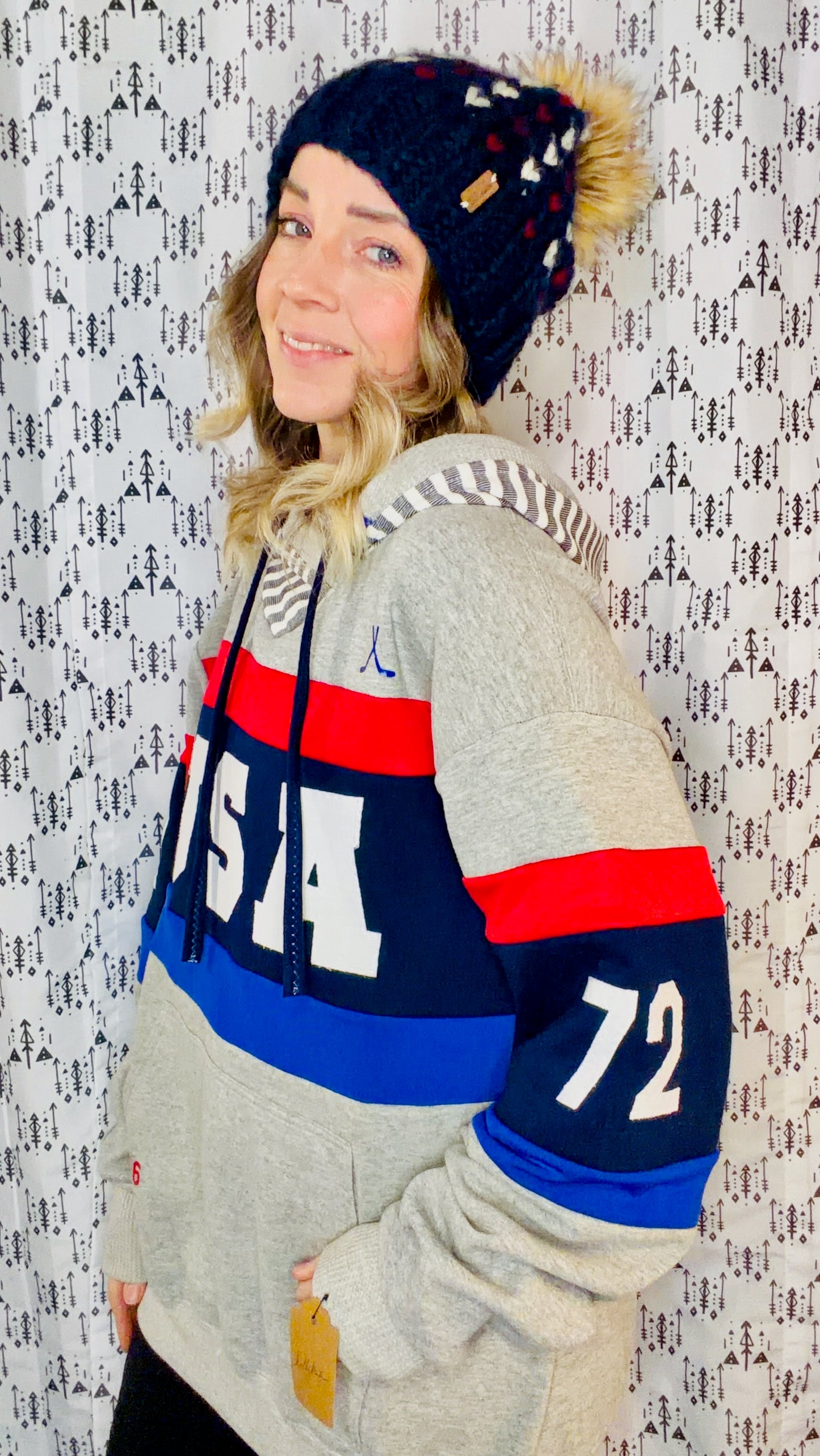 Grey USA Hockey #72 Hoodie Size- Unisex  L/XL