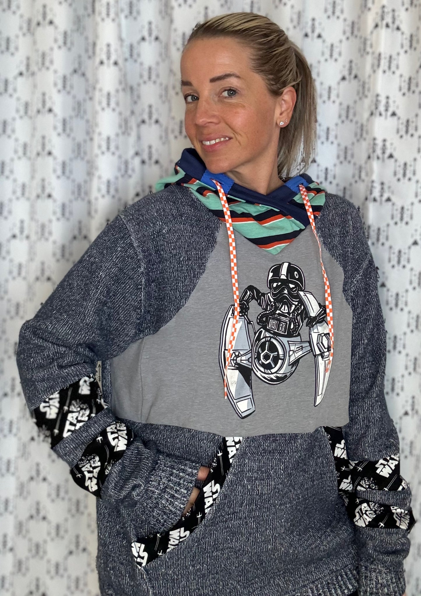 Blue May the Fourth Vader Custom Sweater Hoodie Size- Unisex M/L