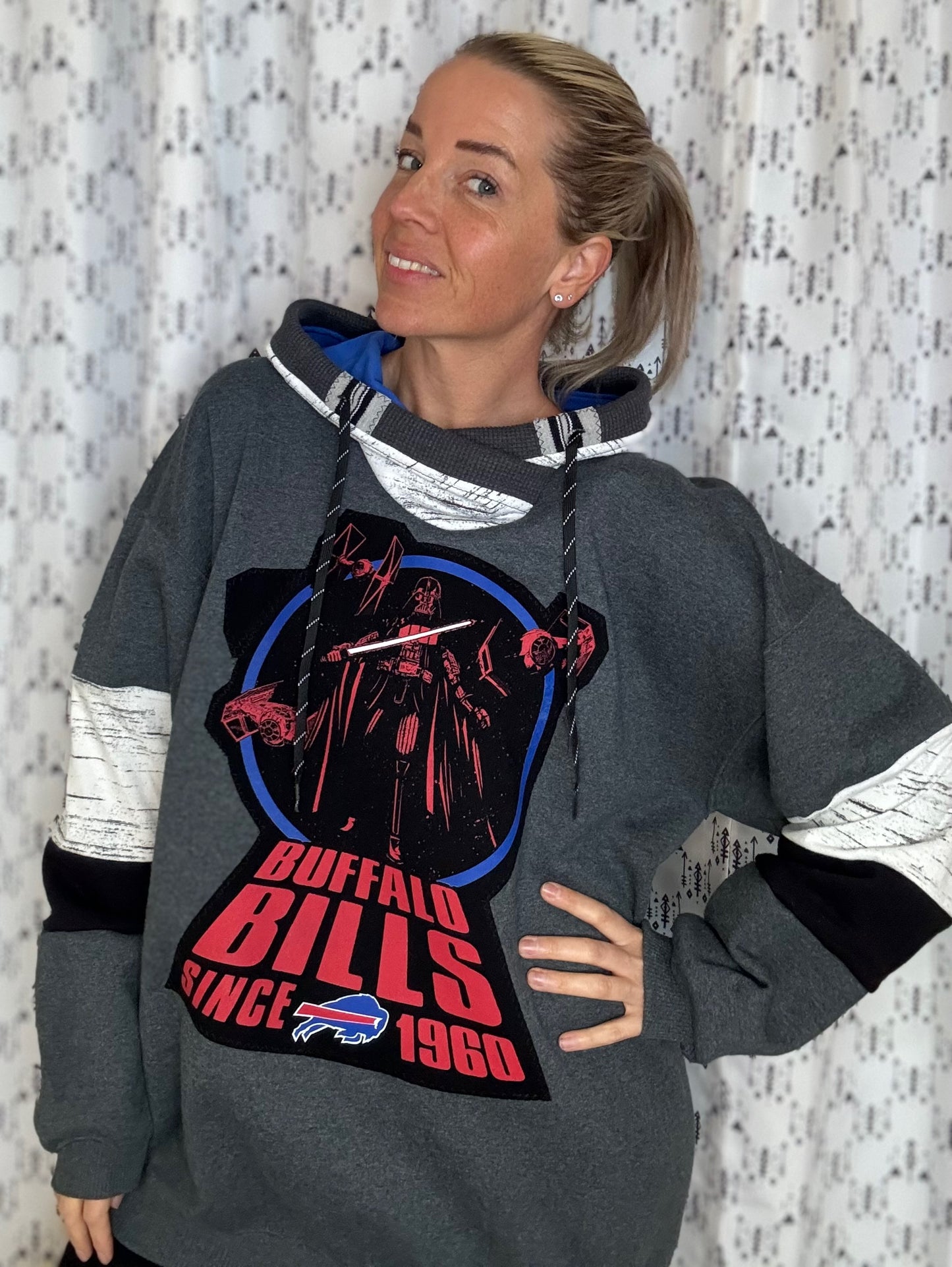 Grey May the Fourth Vader & Buffalo Football Custom Hoodie Size- Unisex 2X