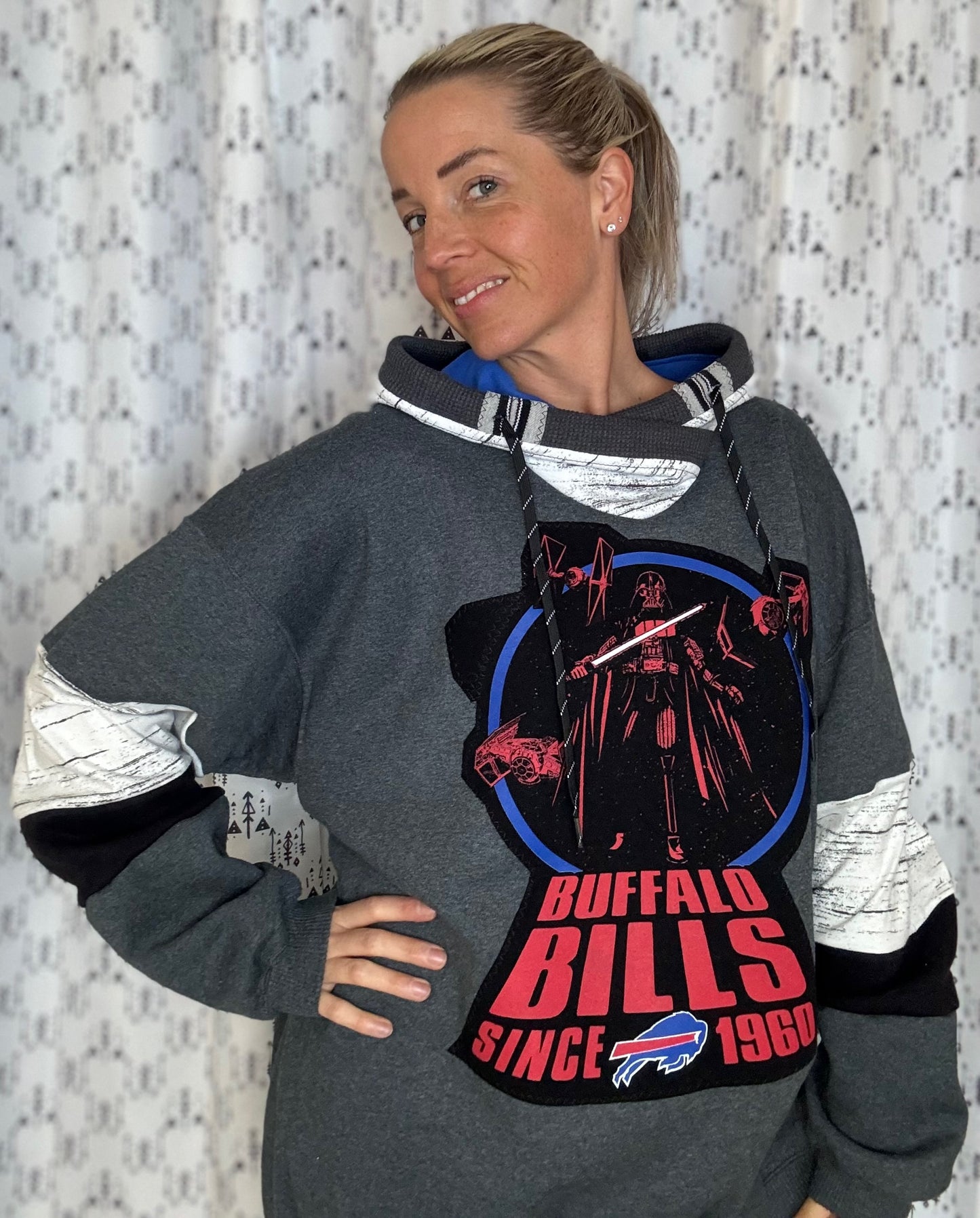 Grey May the Fourth Vader & Buffalo Football Custom Hoodie Size- Unisex 2X