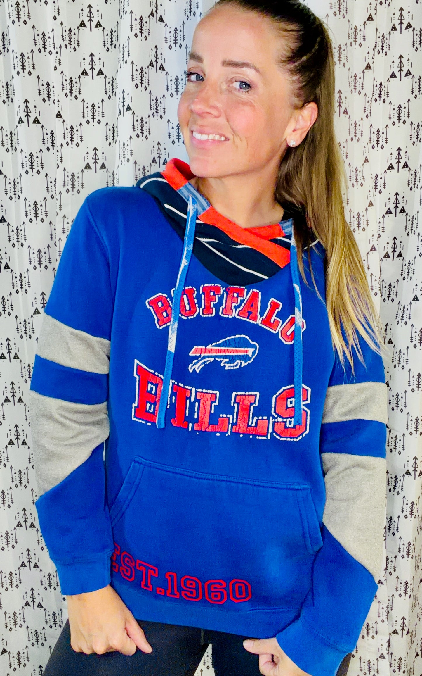 Blue & Gray Football Hoodie Size Women's- M/L