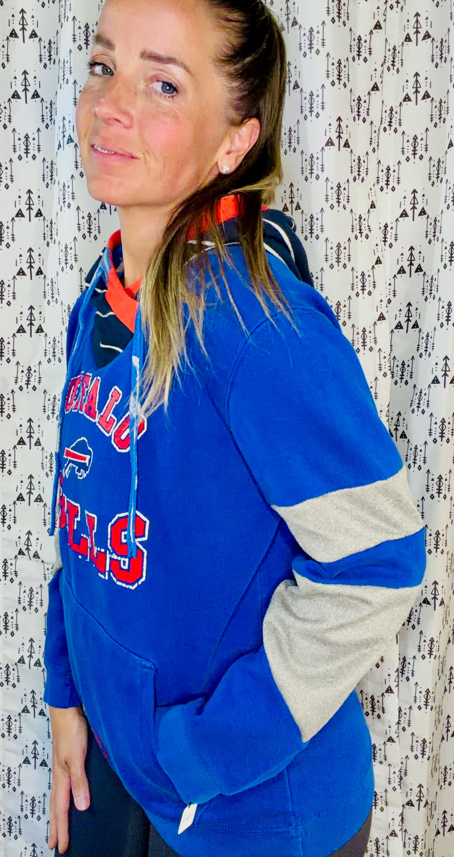 Blue & Gray Football Hoodie Size Women's- M/L