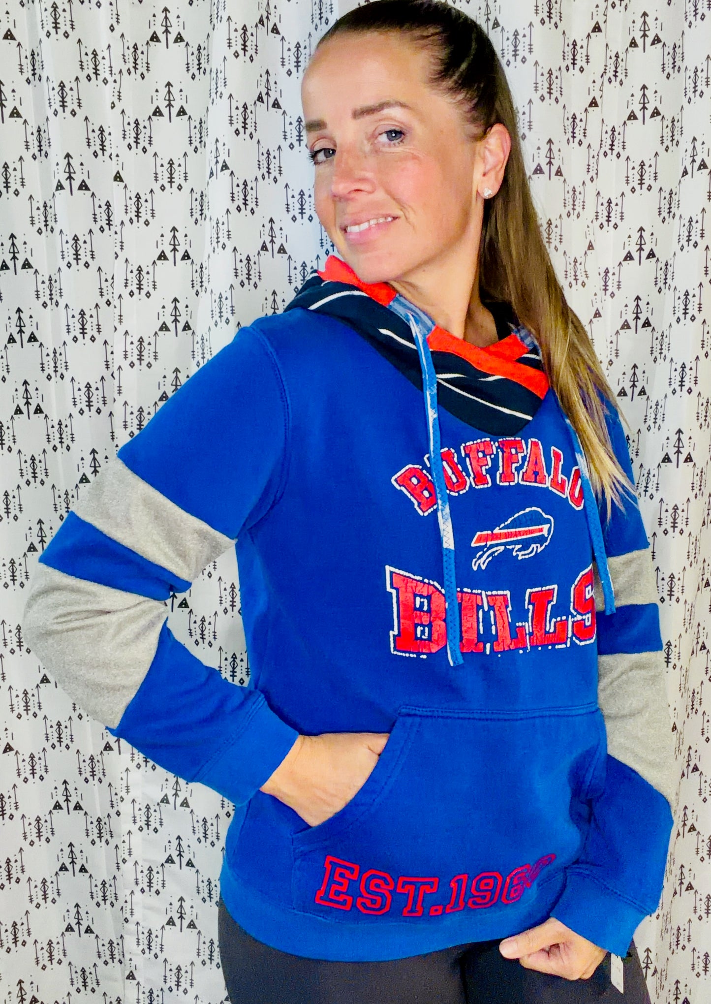 Blue & Gray Football Hoodie Size Women's- M/L