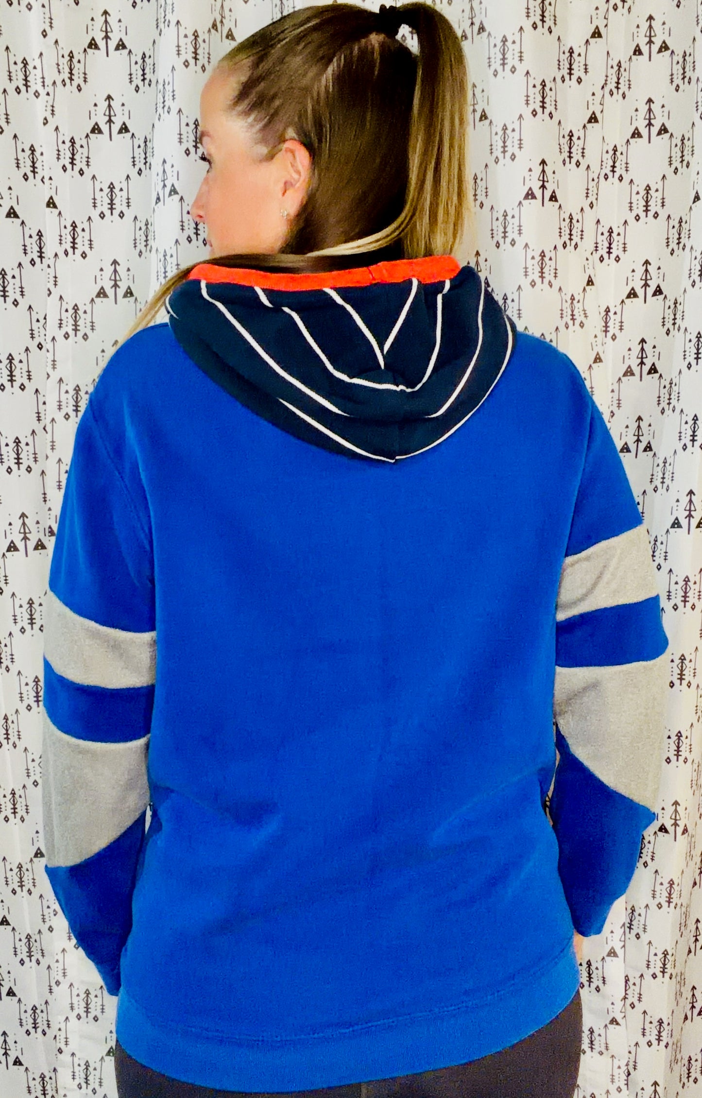 Blue & Gray Football Hoodie Size Women's- M/L