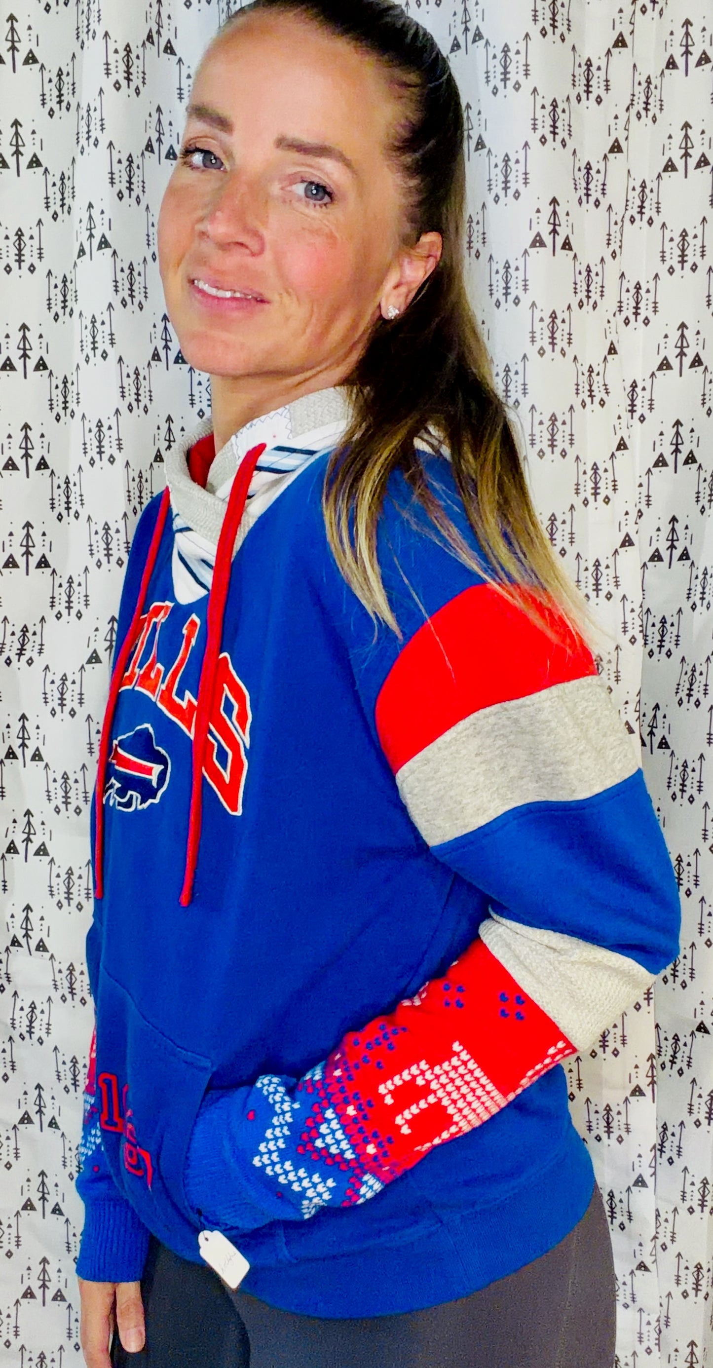 Red & Blue Football Sweater Hoodie Size Women's- S/M