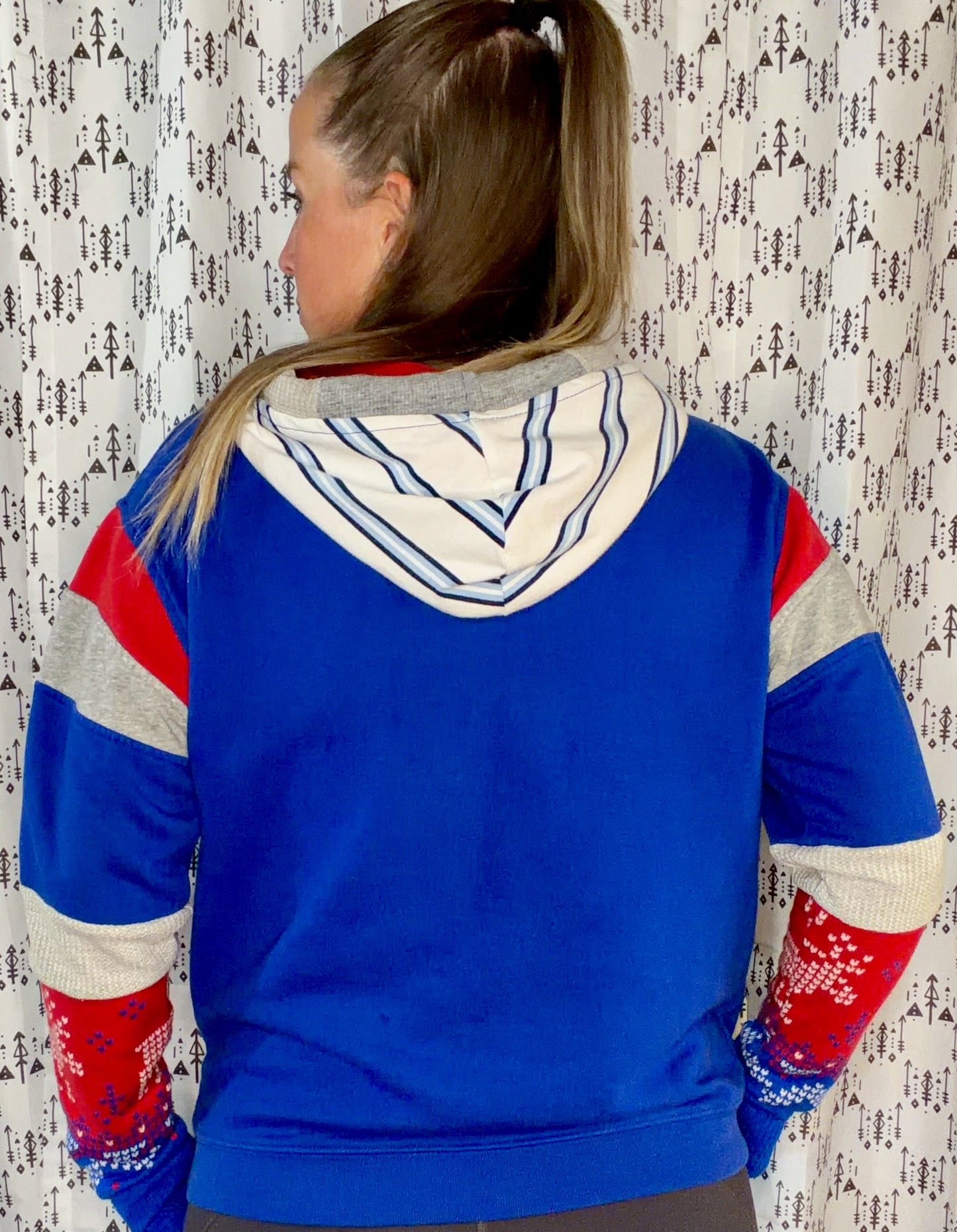 Red & Blue Football Sweater Hoodie Size Women's- S/M