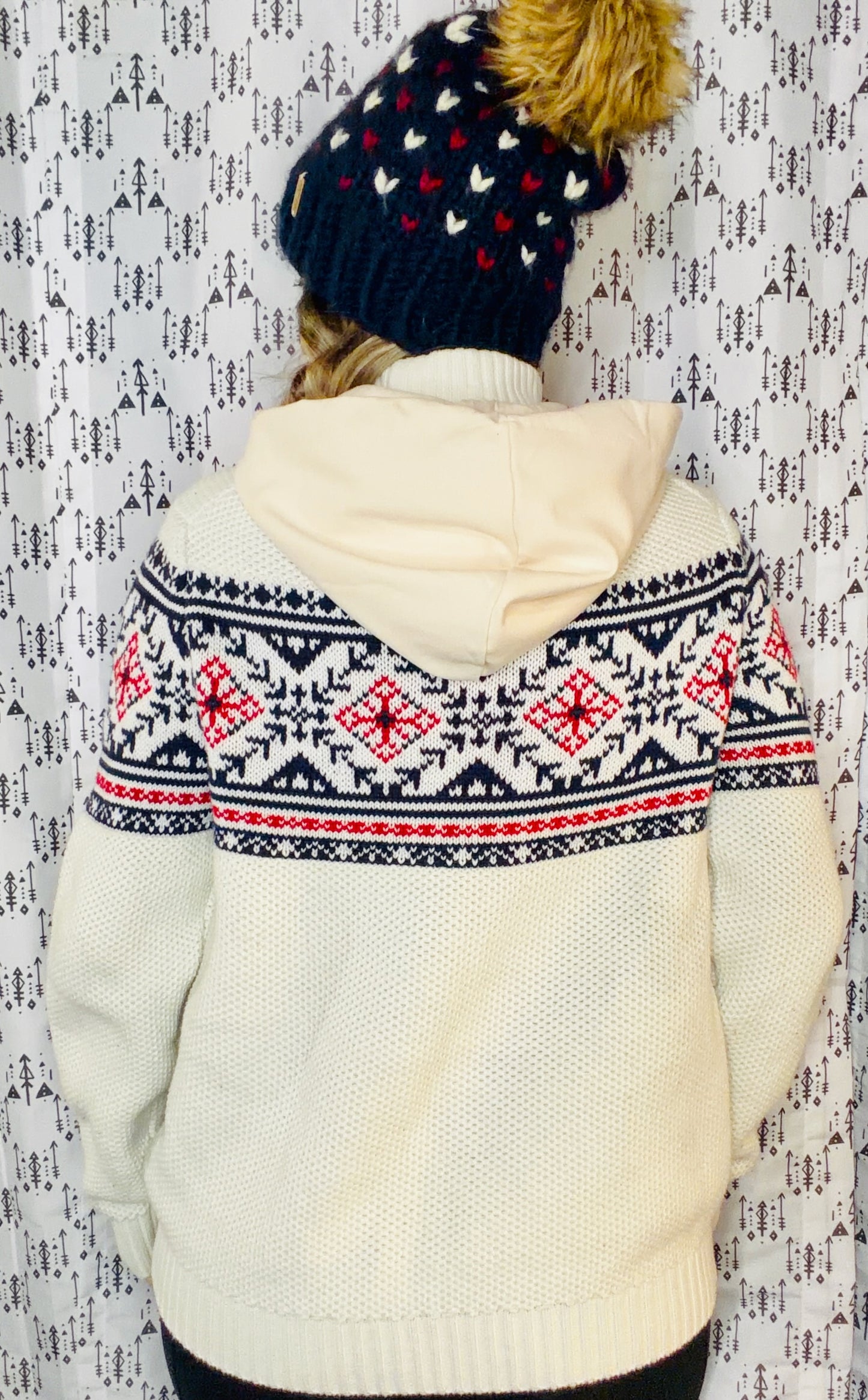 Cream USA Hockey 1/4 Zip-Up Sweater Hoodie Size- Unisex S/M