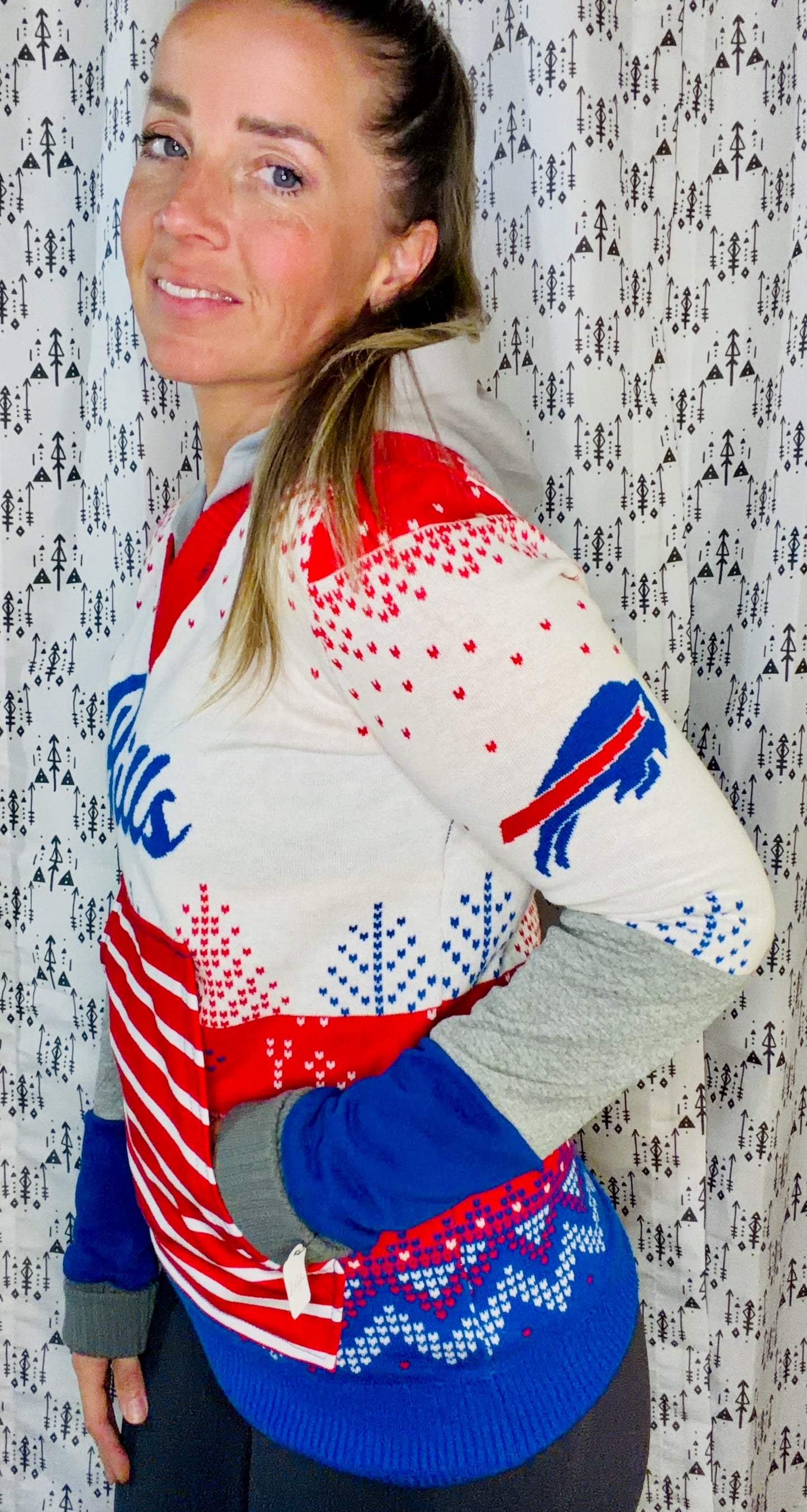 Red & Blue Football Sweater Hoodie Size Women's-XS/S