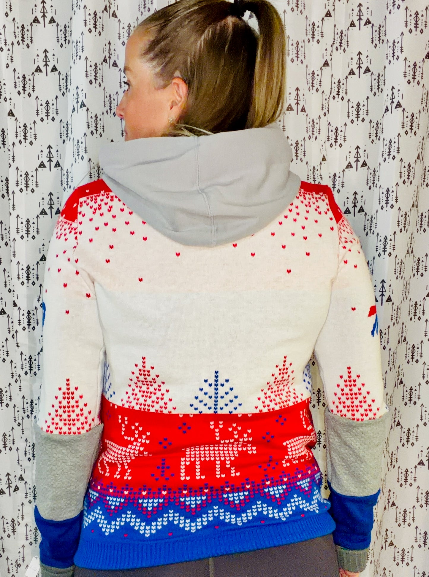 Red & Blue Football Sweater Hoodie Size Women's-XS/S