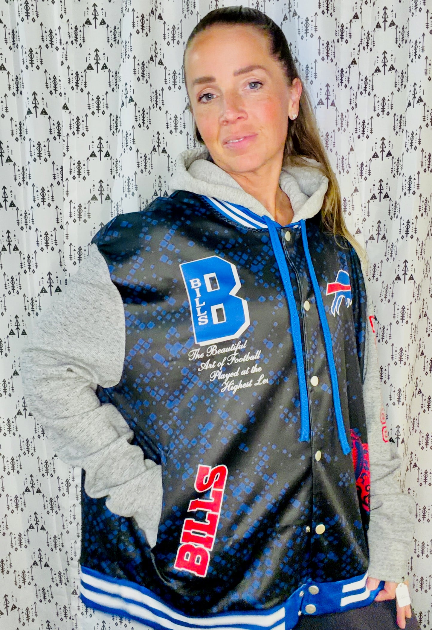 Black Buffalo Football Hooded Jacket Size Unisex-M/L