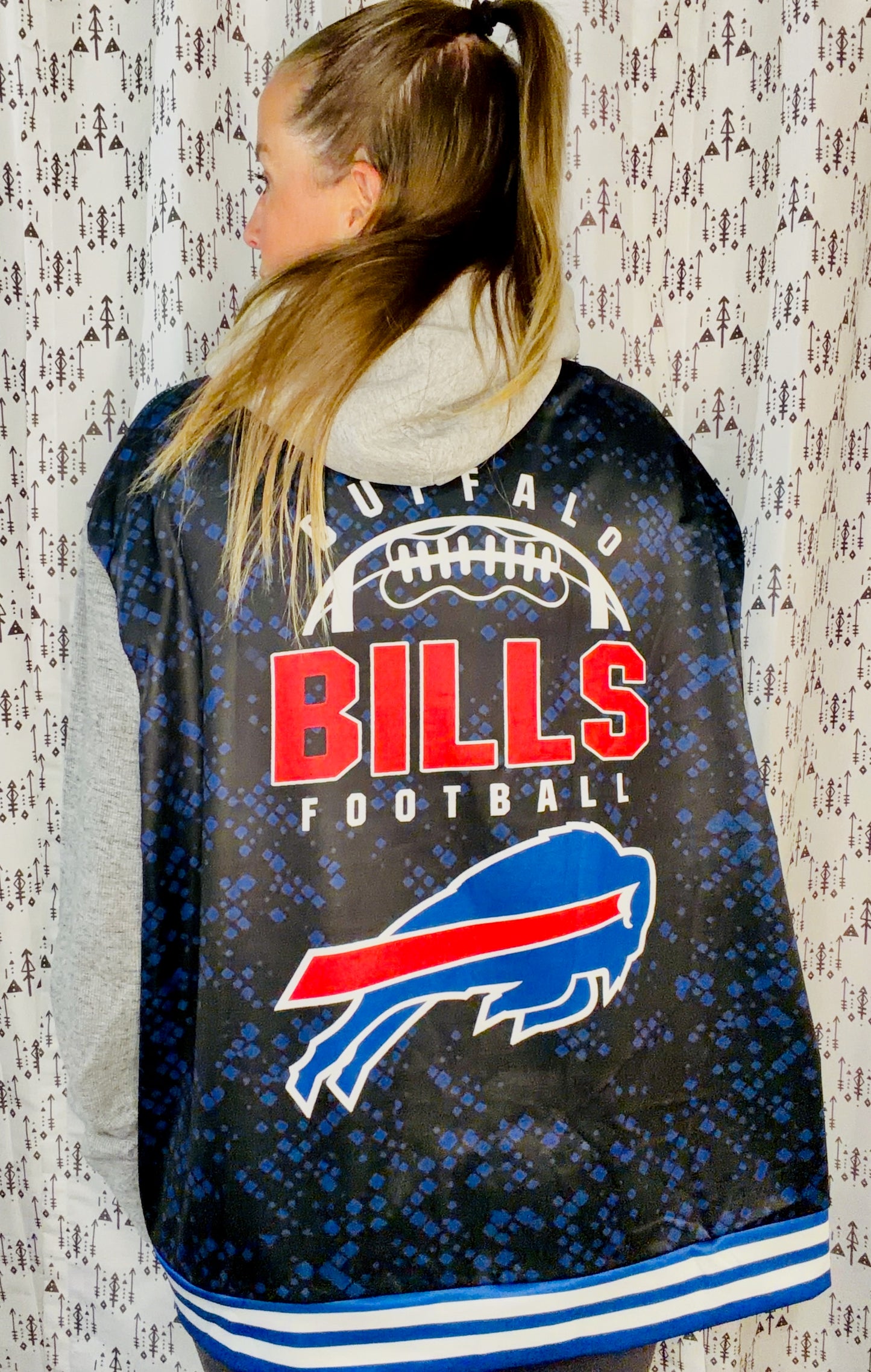 Black Buffalo Football Hooded Jacket Size Unisex-M/L